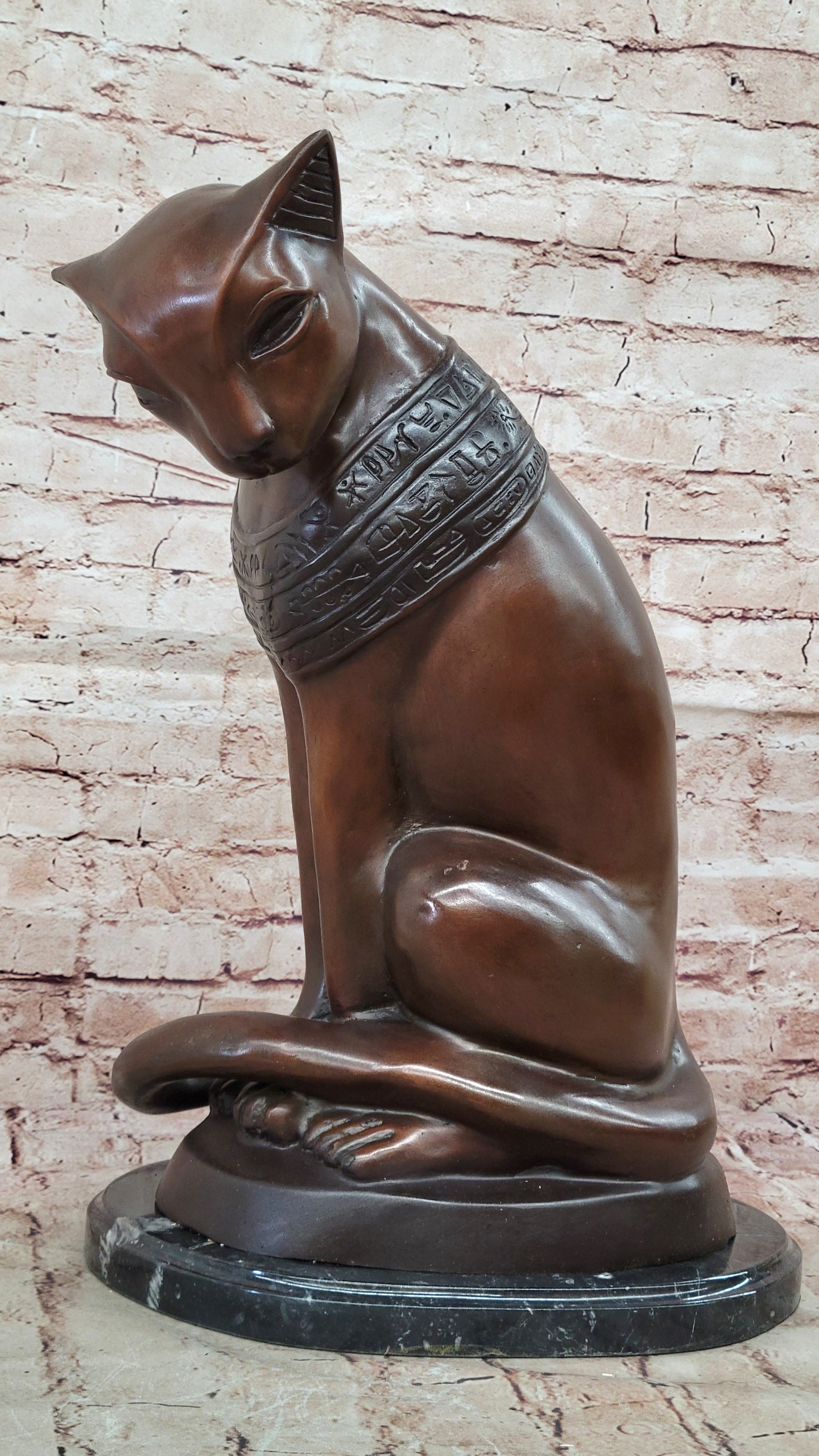 Bastet Cat Feline Egyptian Goddess Bronze Metal Statue Sculpture 19" x 13"
