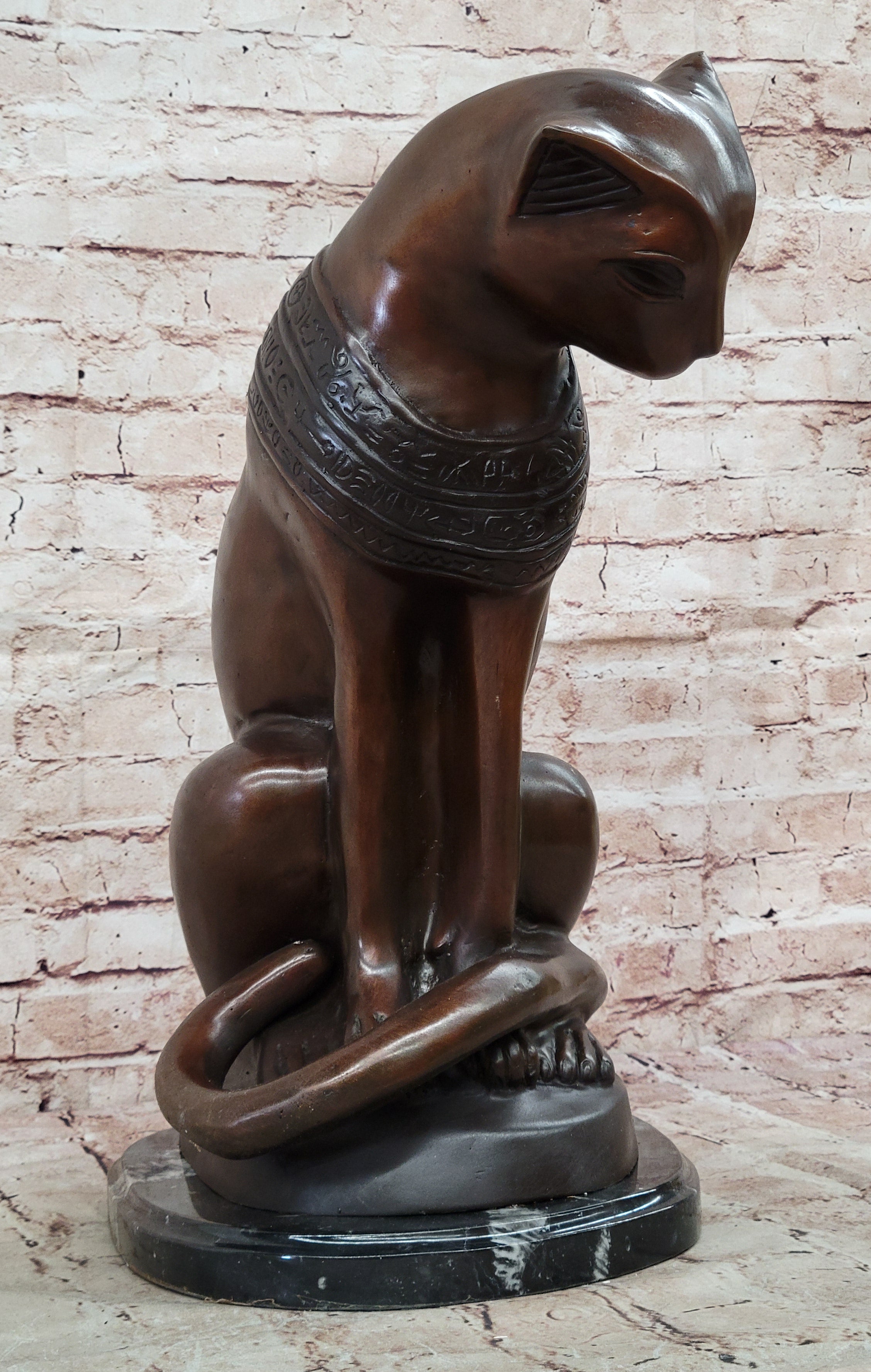 Bastet Cat Feline Egyptian Goddess Bronze Metal Statue Sculpture 19" x 13"