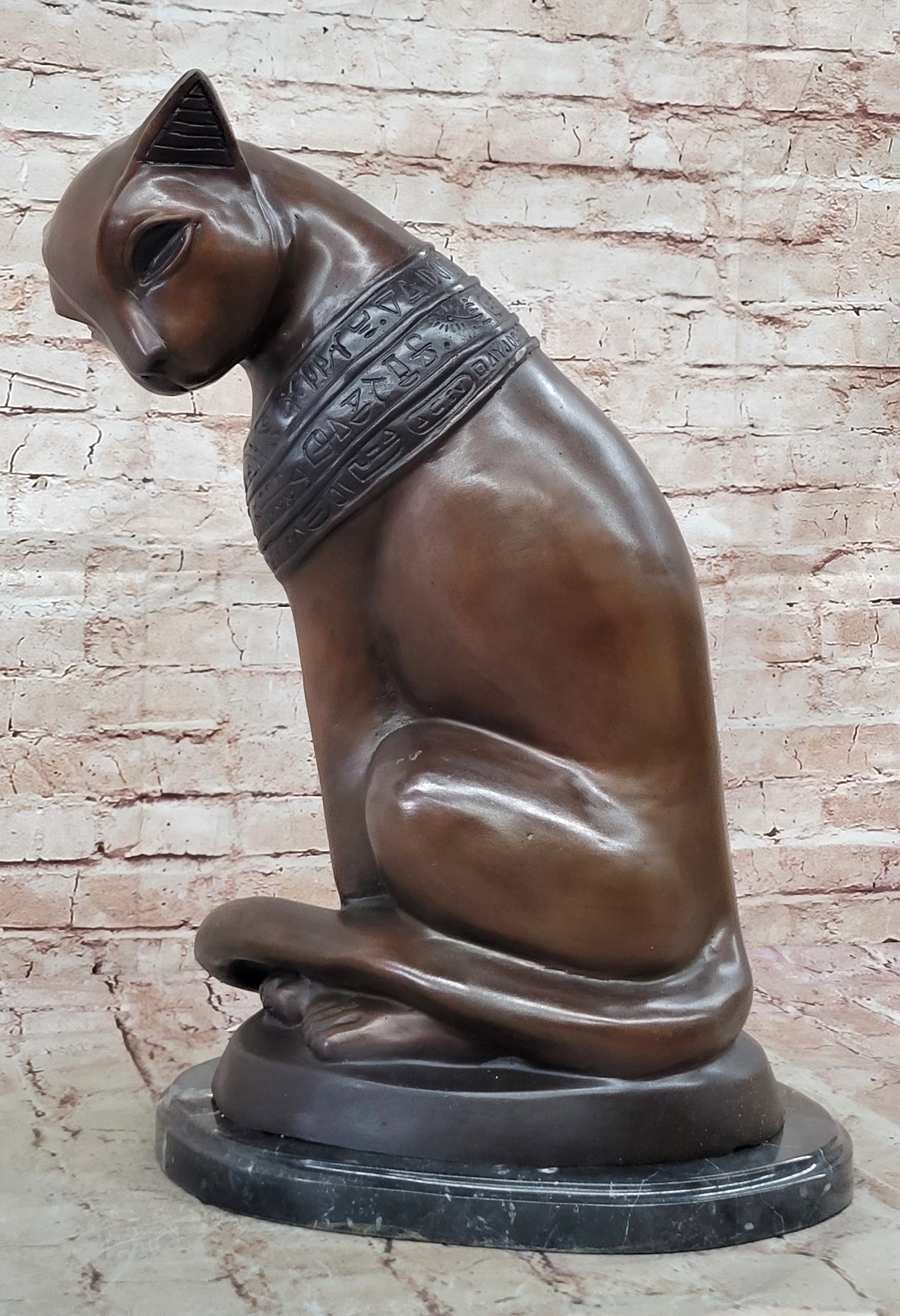 Bastet Cat Feline Egyptian Goddess Bronze Metal Statue Sculpture 19" x 13"