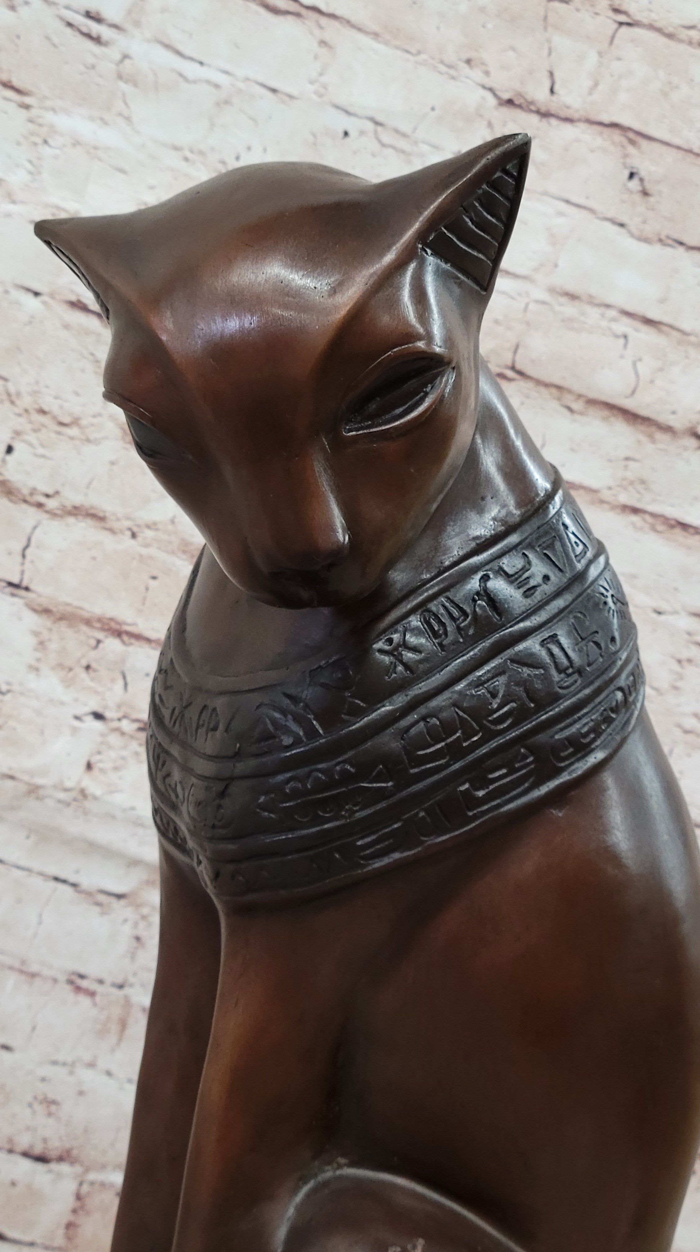 Bastet Cat Feline Egyptian Goddess Bronze Metal Statue Sculpture 19" x 13"