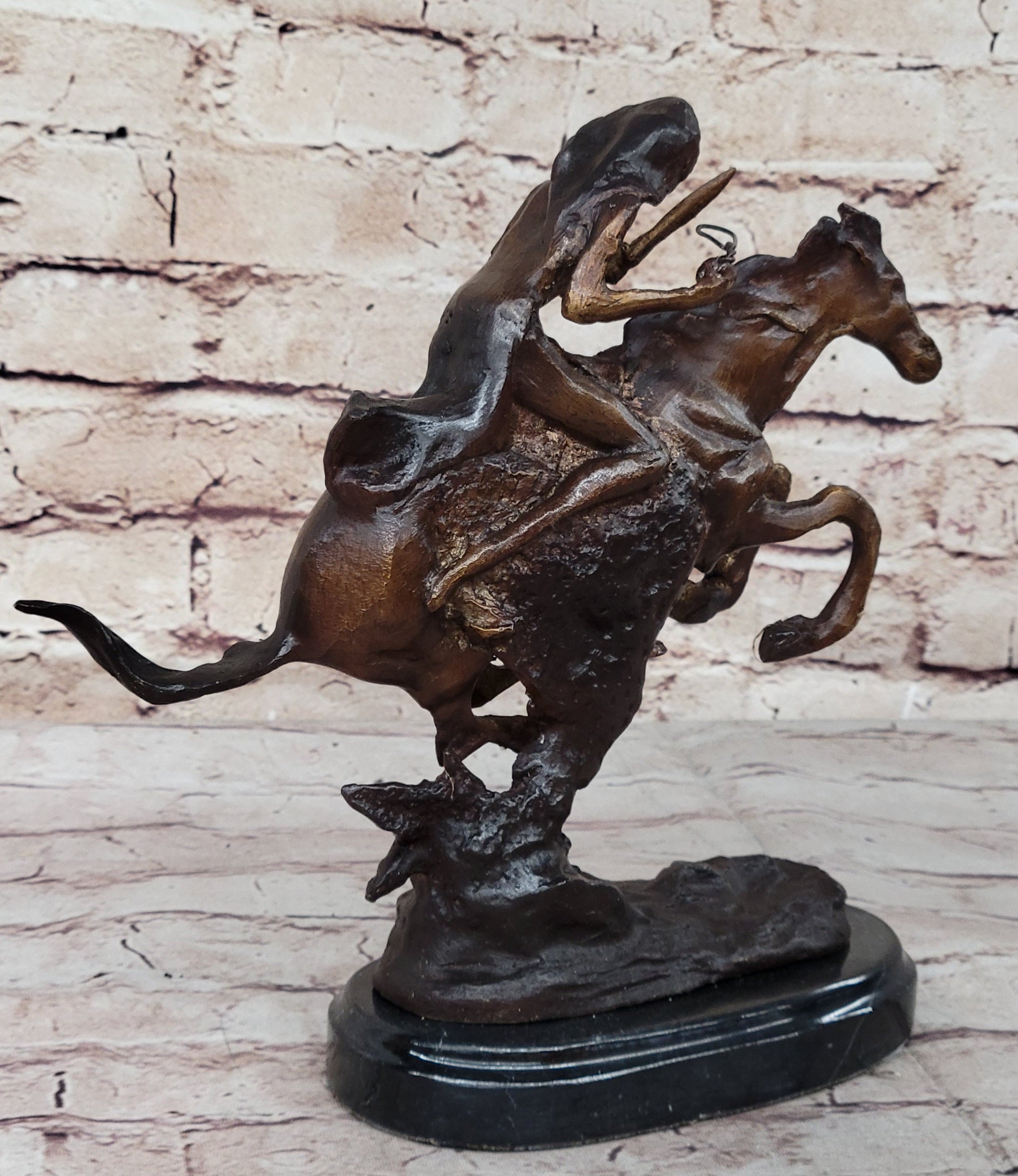 CHEYENNE by Frederic Remington Native American Riding Horse Bronze Statue Sculpture 8" x 10"