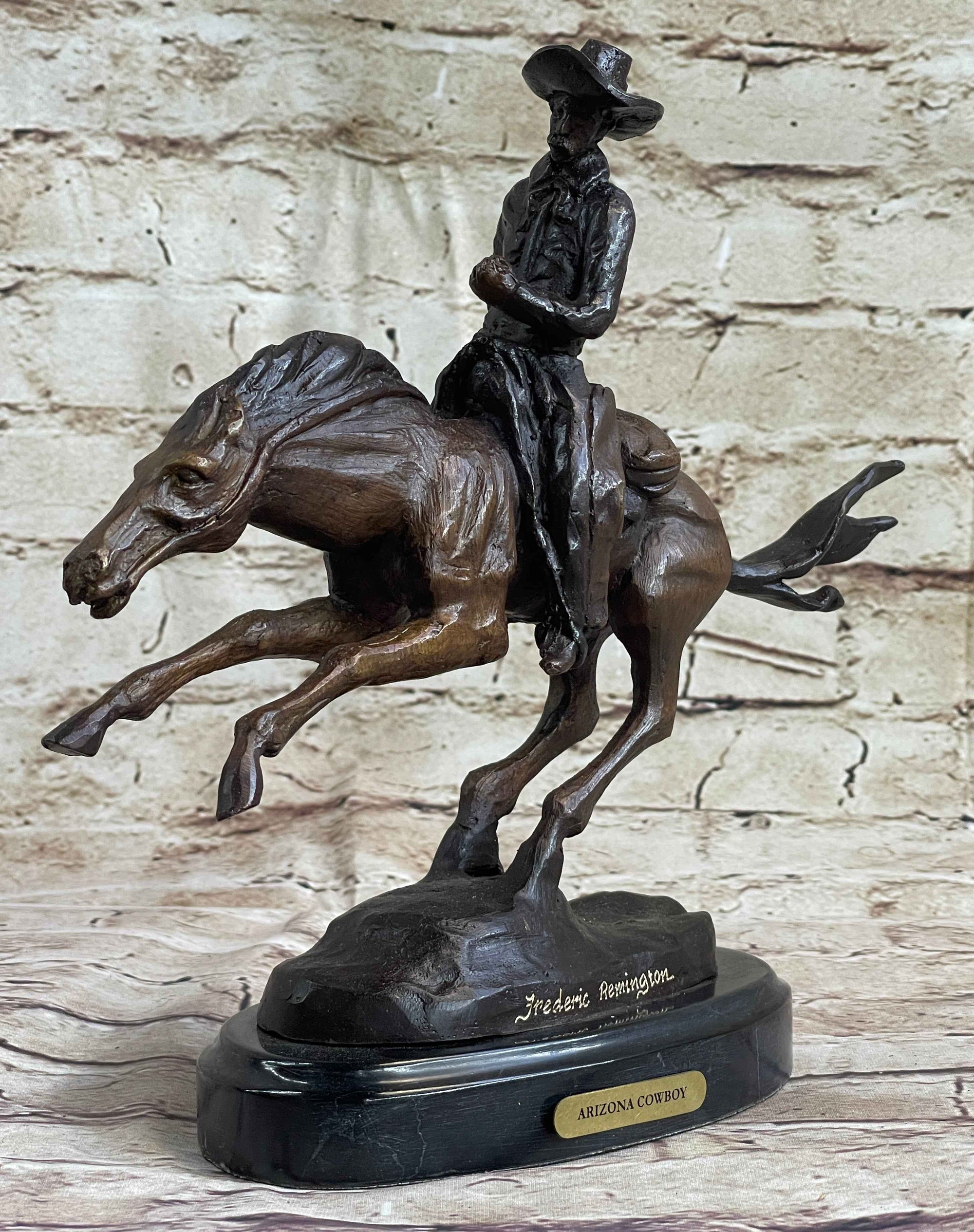 RANGER by Frederic Remington Cowboy on Horseback Bronze Sculpture Statue Country Western Art 9" x 8"