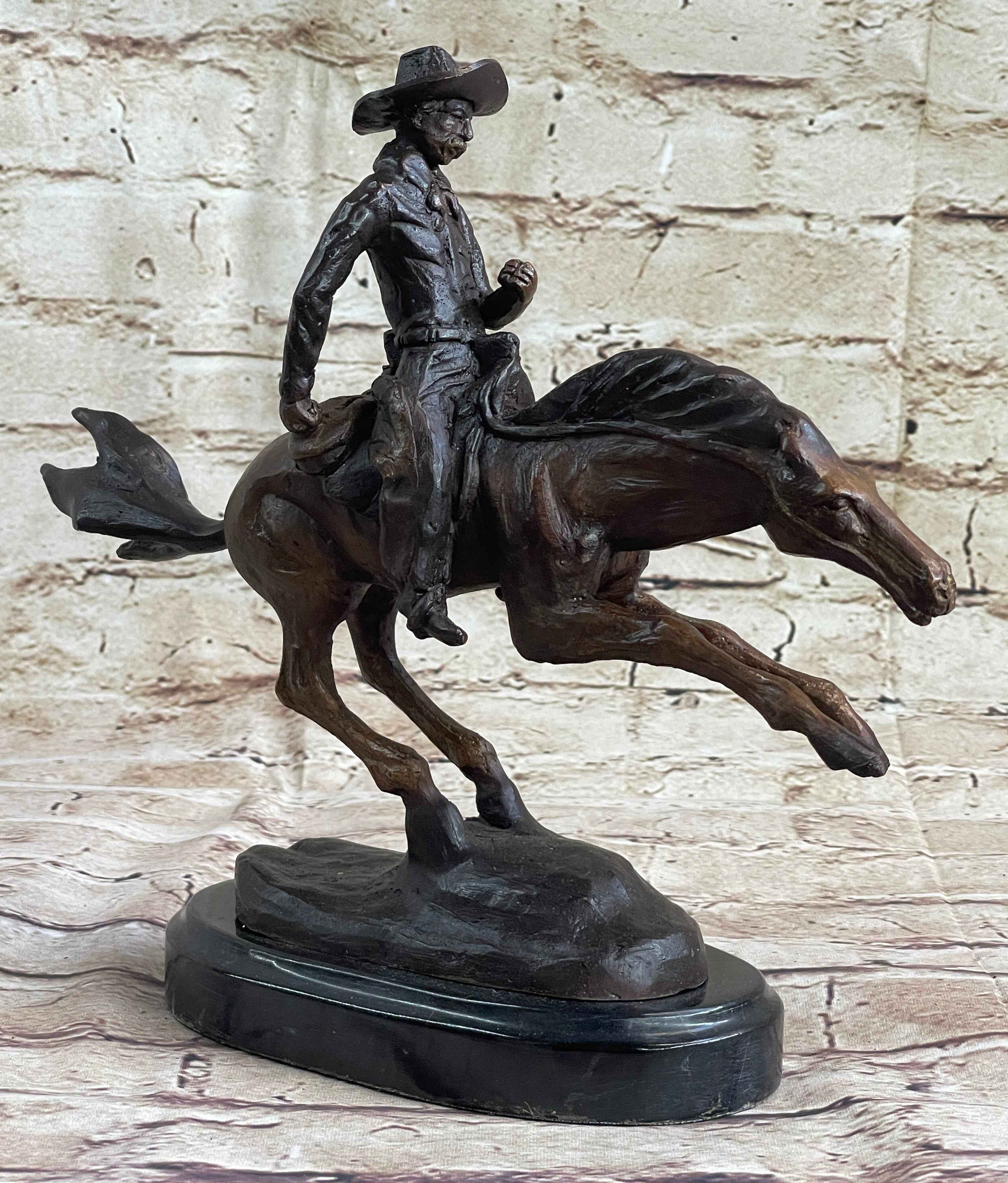 RANGER by Frederic Remington Cowboy on Horseback Bronze Sculpture Statue Country Western Art 9" x 8"