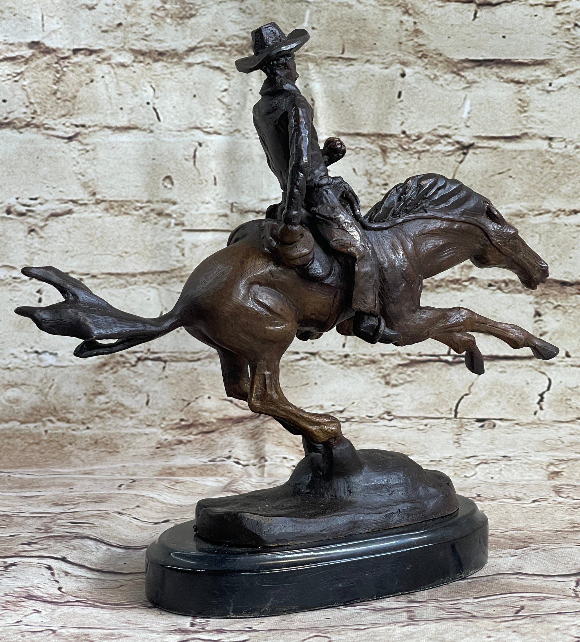 RANGER by Frederic Remington Cowboy on Horseback Bronze Sculpture Statue Country Western Art 9" x 8"
