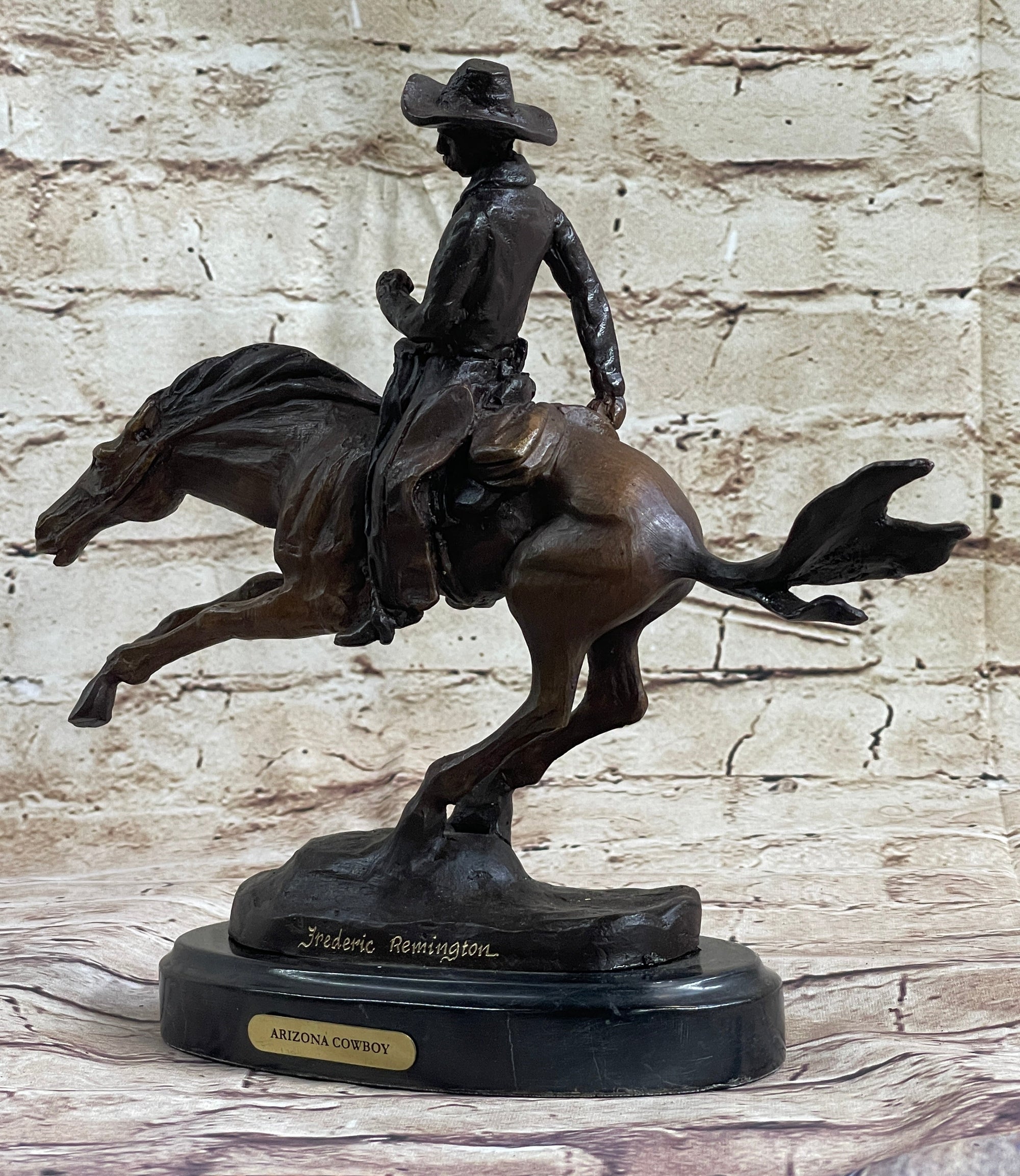 RANGER by Frederic Remington Cowboy on Horseback Bronze Sculpture Statue Country Western Art 9" x 8"
