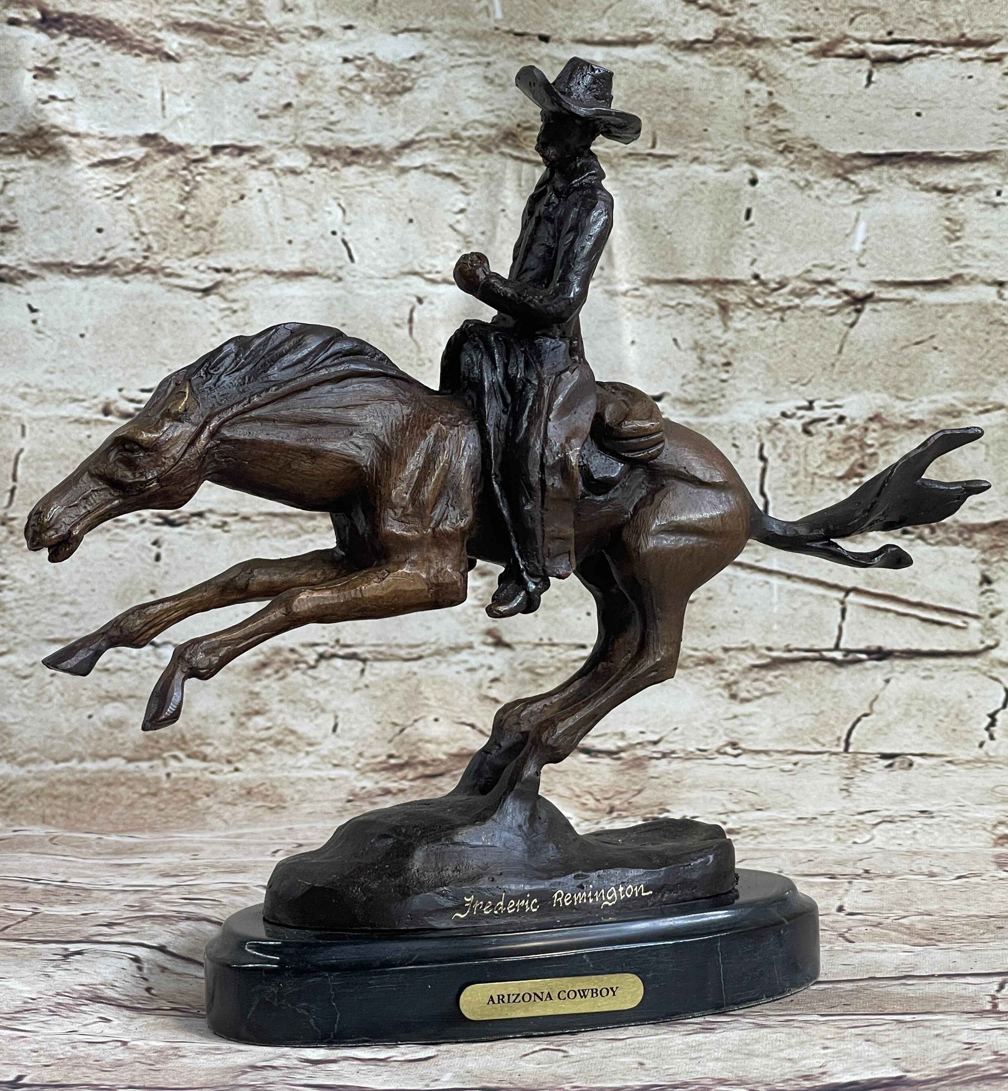 RANGER by Frederic Remington Cowboy on Horseback Bronze Sculpture Statue Country Western Art 9" x 8"