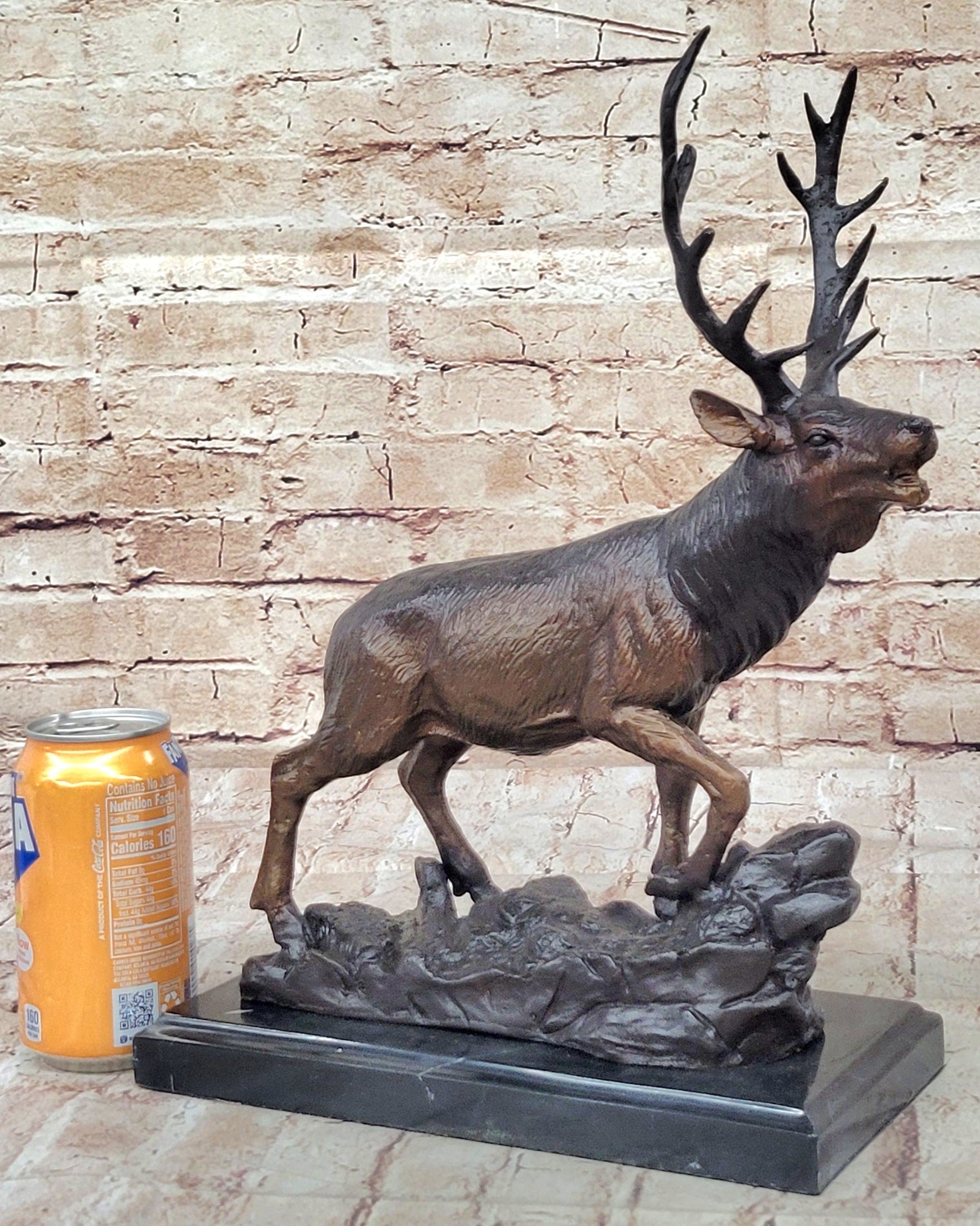 Bronze Marble Statue Elk Deer Caribou Buck Stag Lodge Sculpture Figure