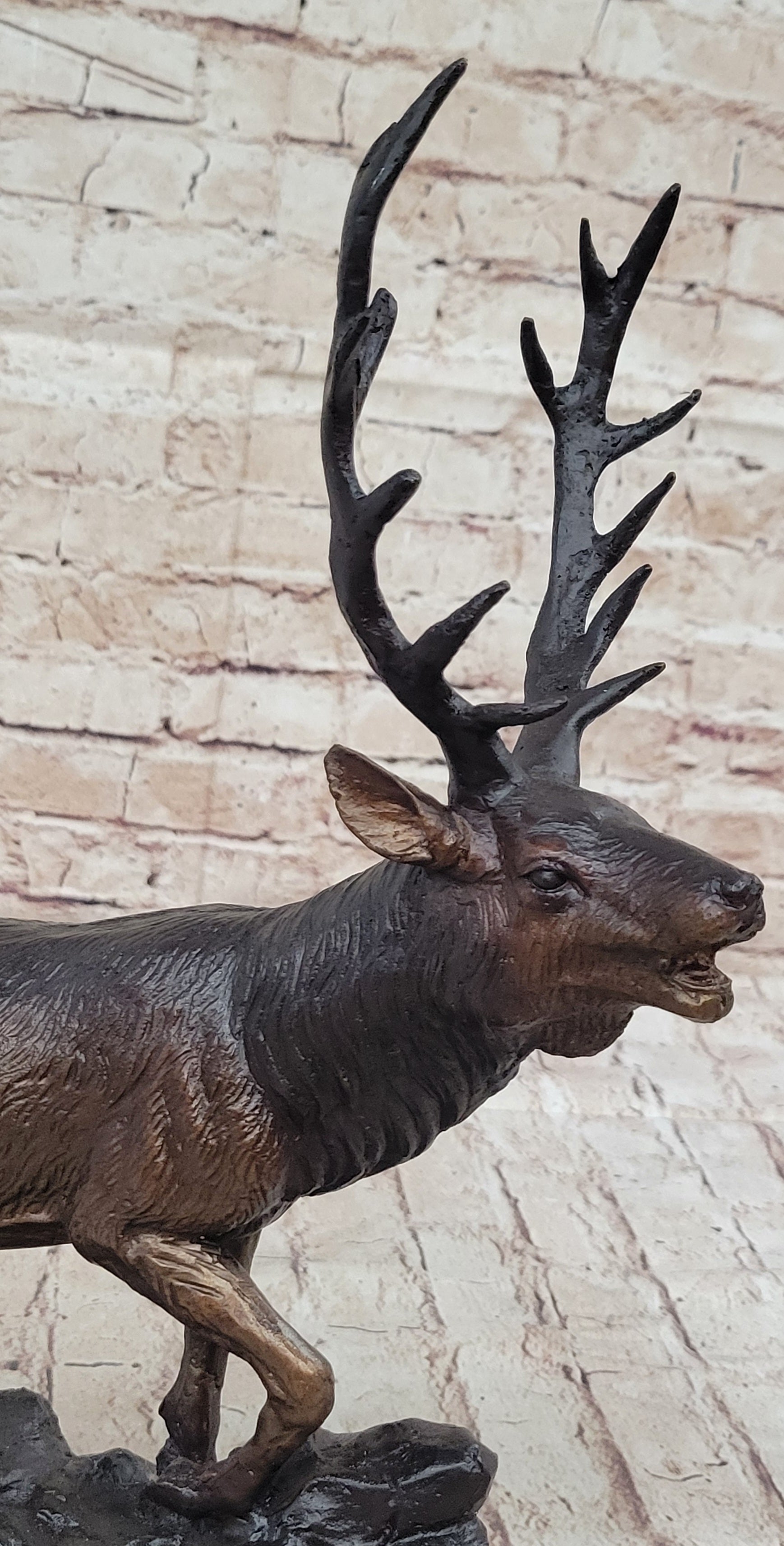 Bronze Marble Statue Elk Deer Caribou Buck Stag Lodge Sculpture Figure