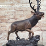 Bronze Marble Statue Elk Deer Caribou Buck Stag Lodge Sculpture Figure