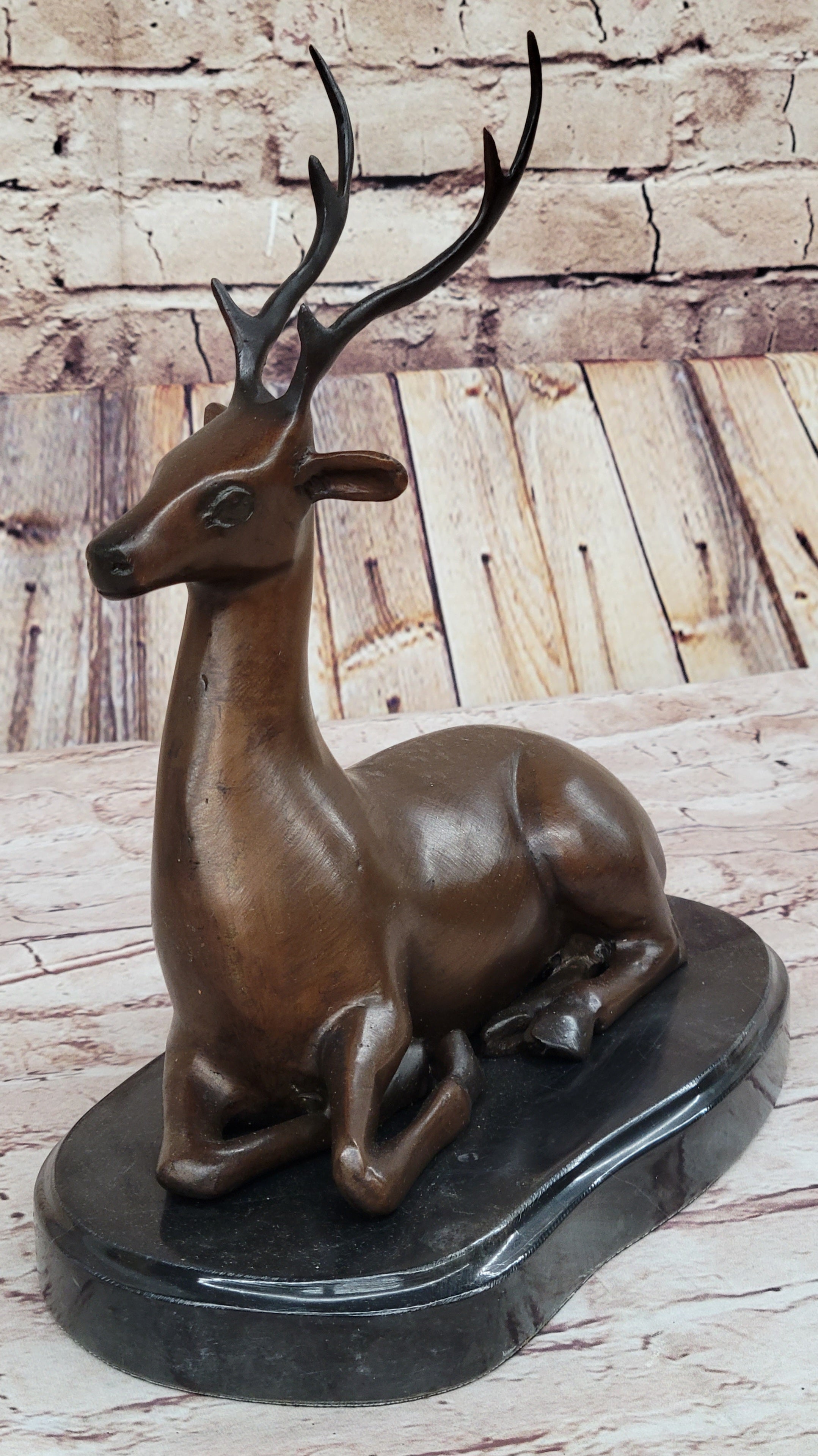 Reindeer Caribou Deer Elk Bronze Statue Sculpture Figurine Signed Original 9.5" x 8.5"