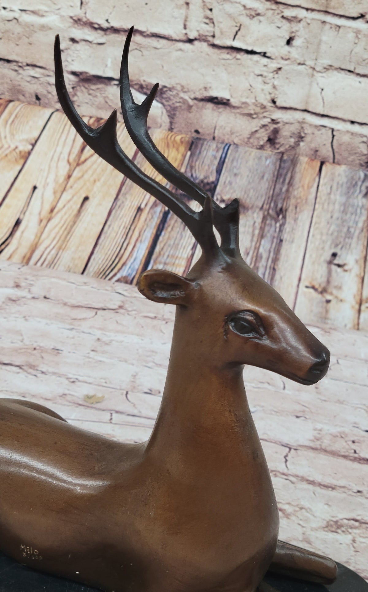 Reindeer Caribou Deer Elk Bronze Statue Sculpture Figurine Signed Original 9.5" x 8.5"