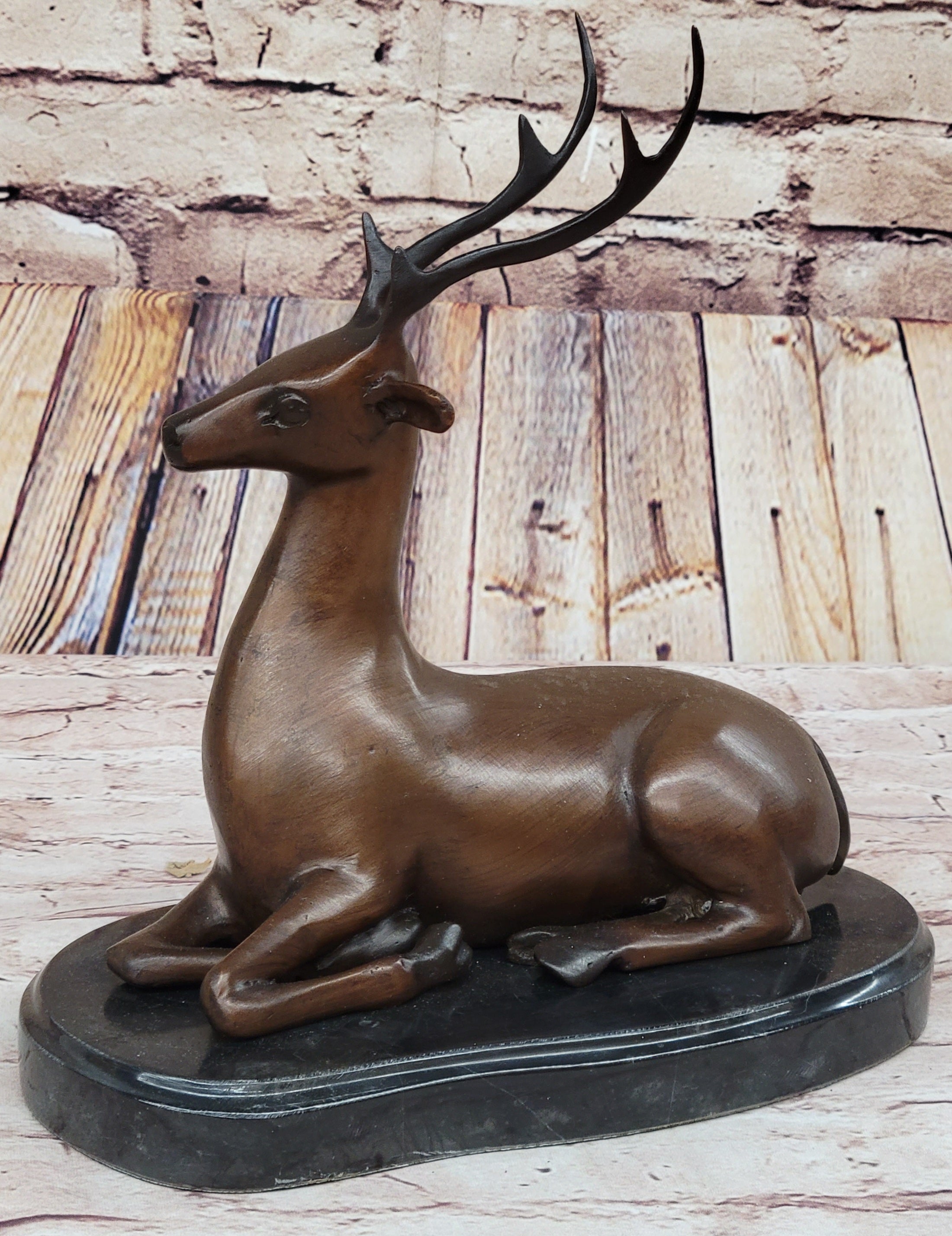 Reindeer Caribou Deer Elk Bronze Statue Sculpture Figurine Signed Original 9.5" x 8.5"