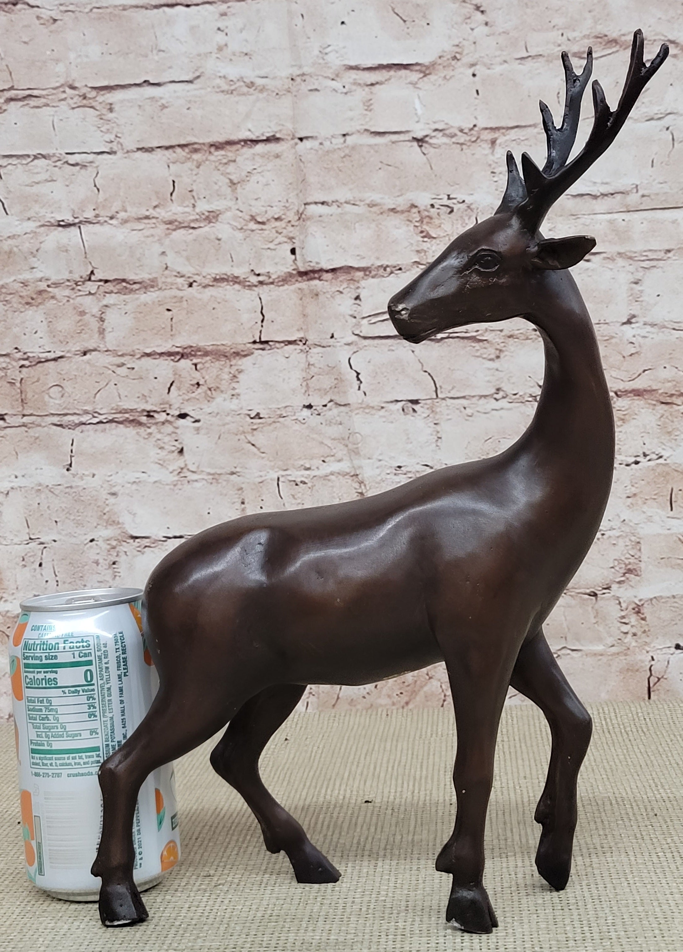 Reindeer Stag Deer Elk Caribou Bronze Metal Figurine Statue Sculpture 13.5" x 12"