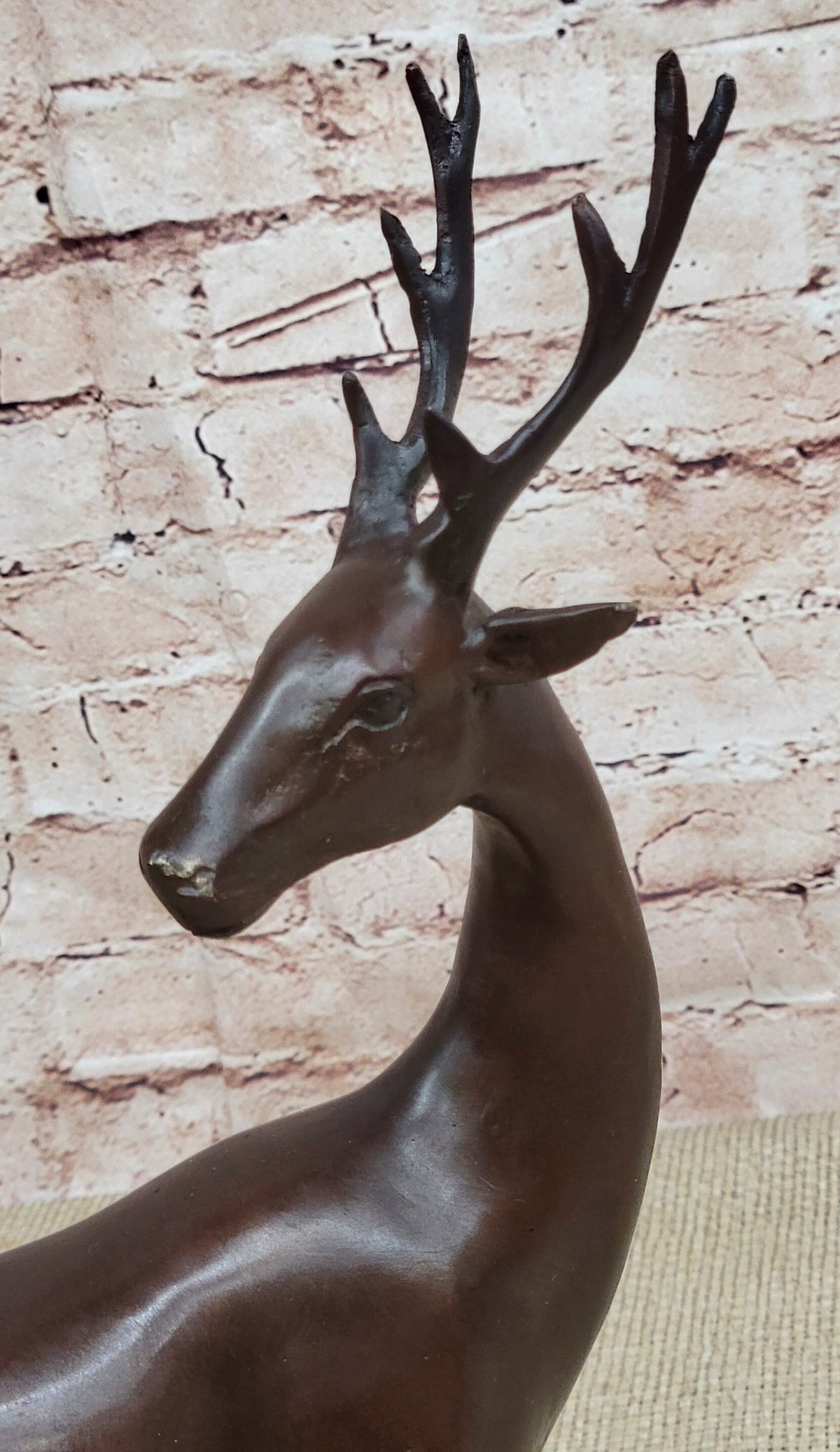 Reindeer Stag Deer Elk Caribou Bronze Metal Figurine Statue Sculpture 13.5" x 12"