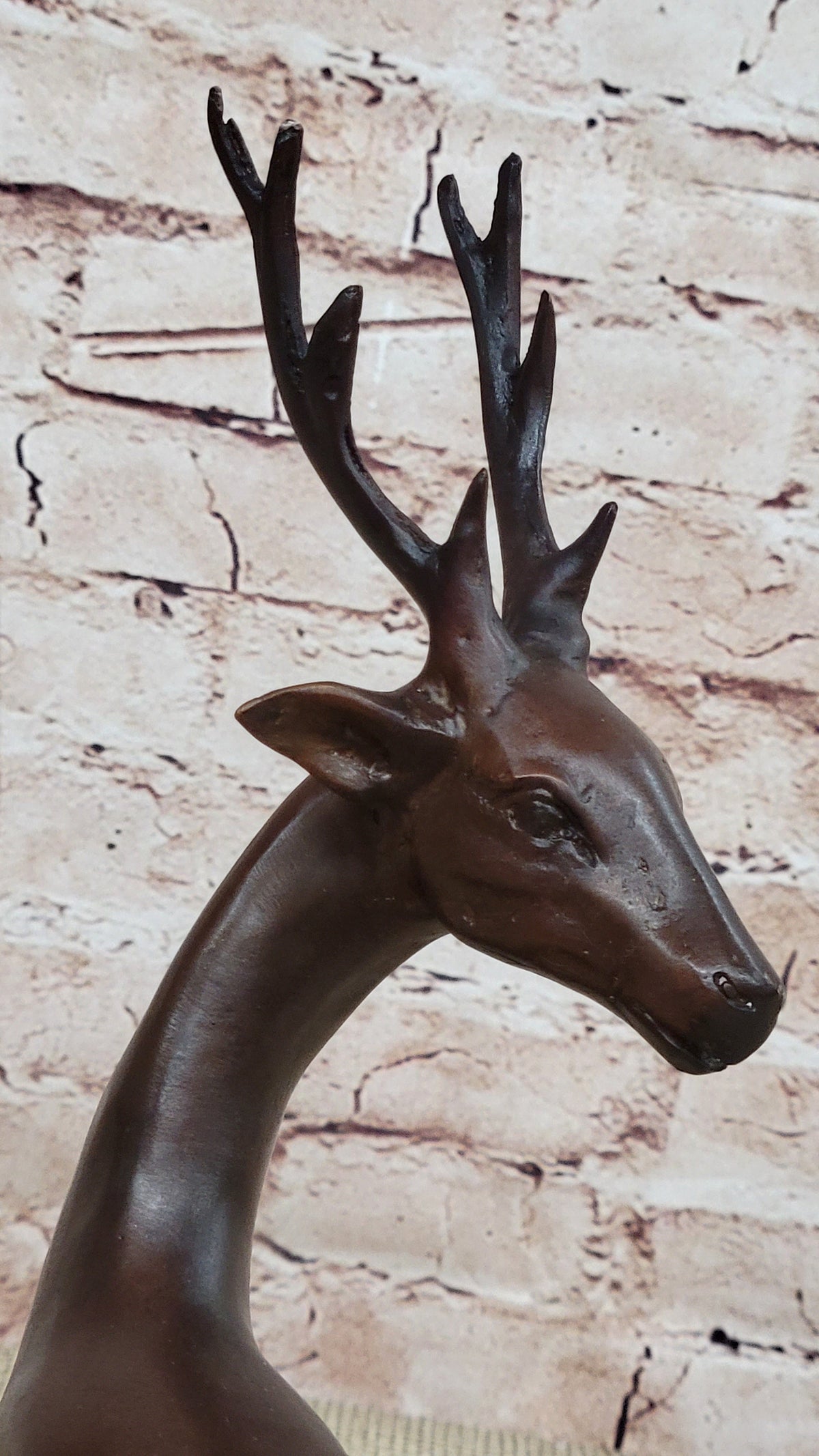 Reindeer Stag Deer Elk Caribou Bronze Metal Figurine Statue Sculpture 13.5" x 12"
