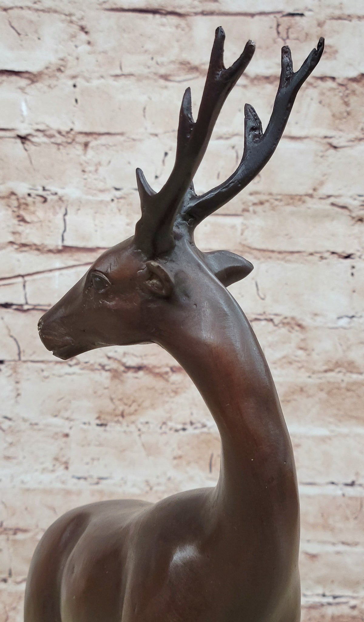 Reindeer Stag Deer Elk Caribou Bronze Metal Figurine Statue Sculpture 13.5" x 12"