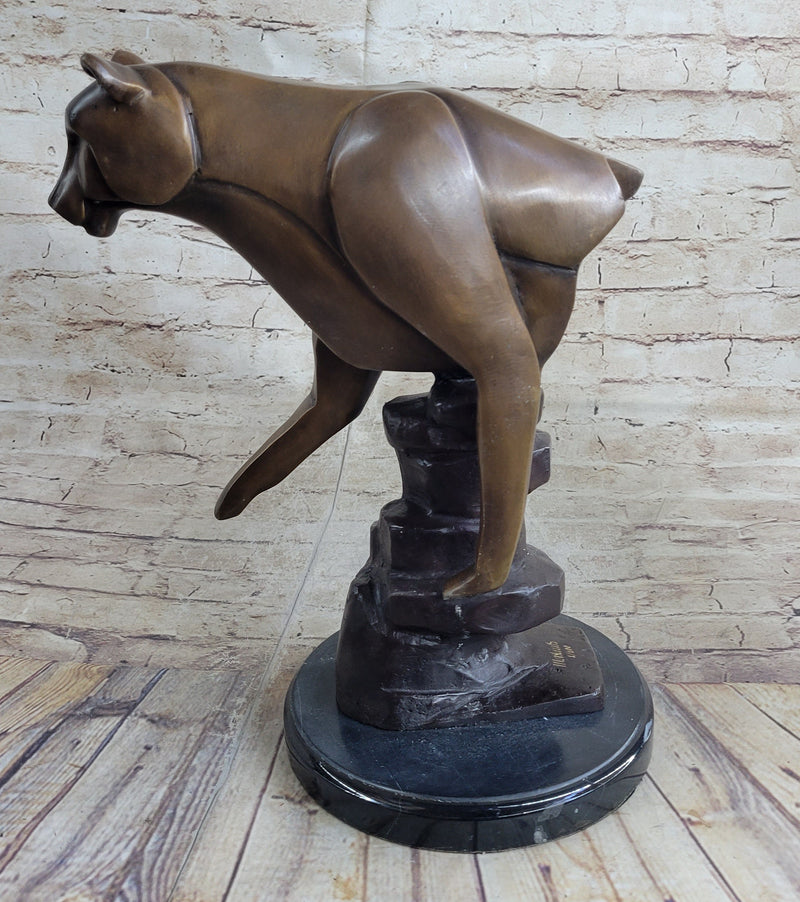 Limited Edition Marius Cougar Female Lion Bronze Sculpture Marble Statue Figurine