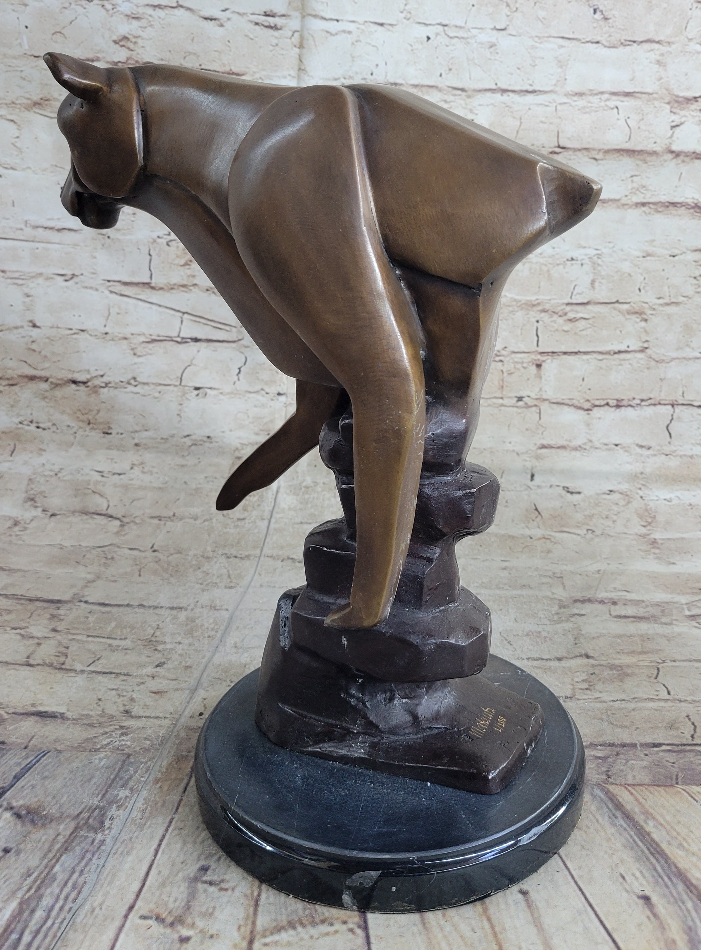 Limited Edition Marius Cougar Female Lion Bronze Sculpture Marble Statue Figurine