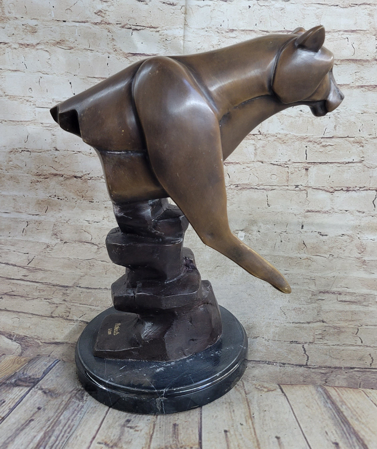 Limited Edition Marius Cougar Female Lion Bronze Sculpture Marble Statue Figurine