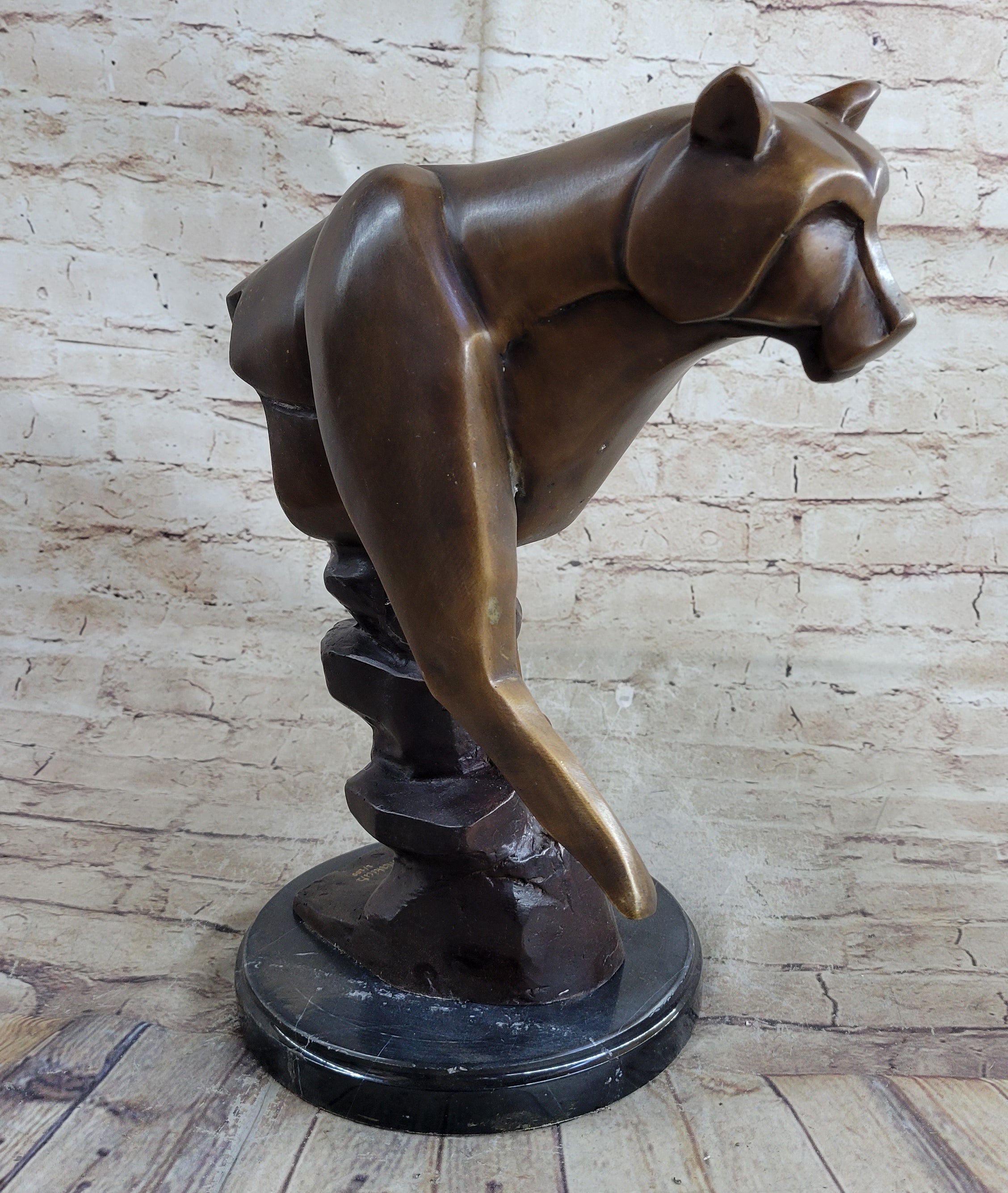 Limited Edition Marius Cougar Female Lion Bronze Sculpture Marble Statue Figurine