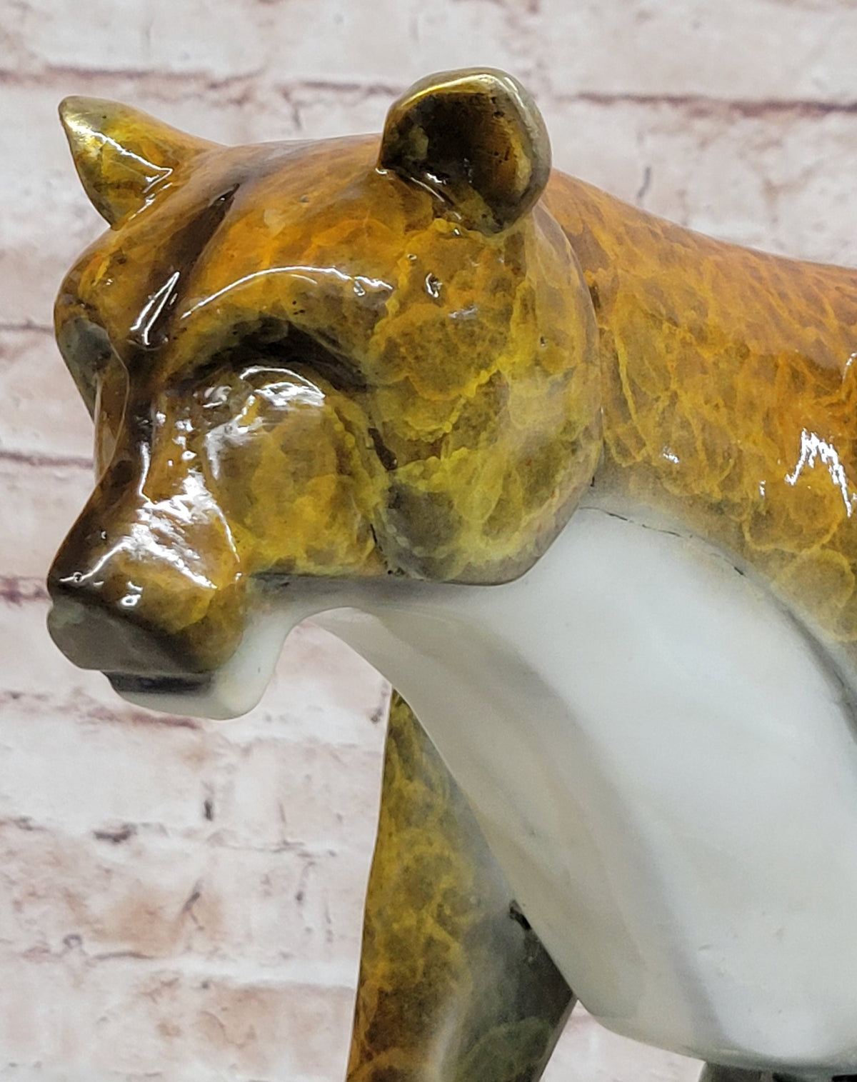 Bronze Metal Cougar Mountain Lion w/ Glazed Patina Finish Statue Sculpture Limited Edition 14" x 10"