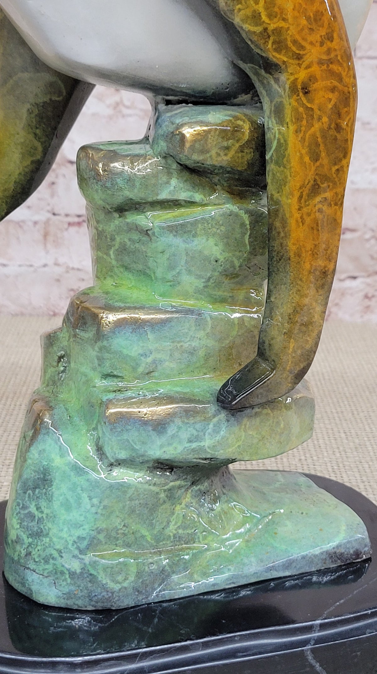 Bronze Metal Cougar Mountain Lion w/ Glazed Patina Finish Statue Sculpture Limited Edition 14" x 10"