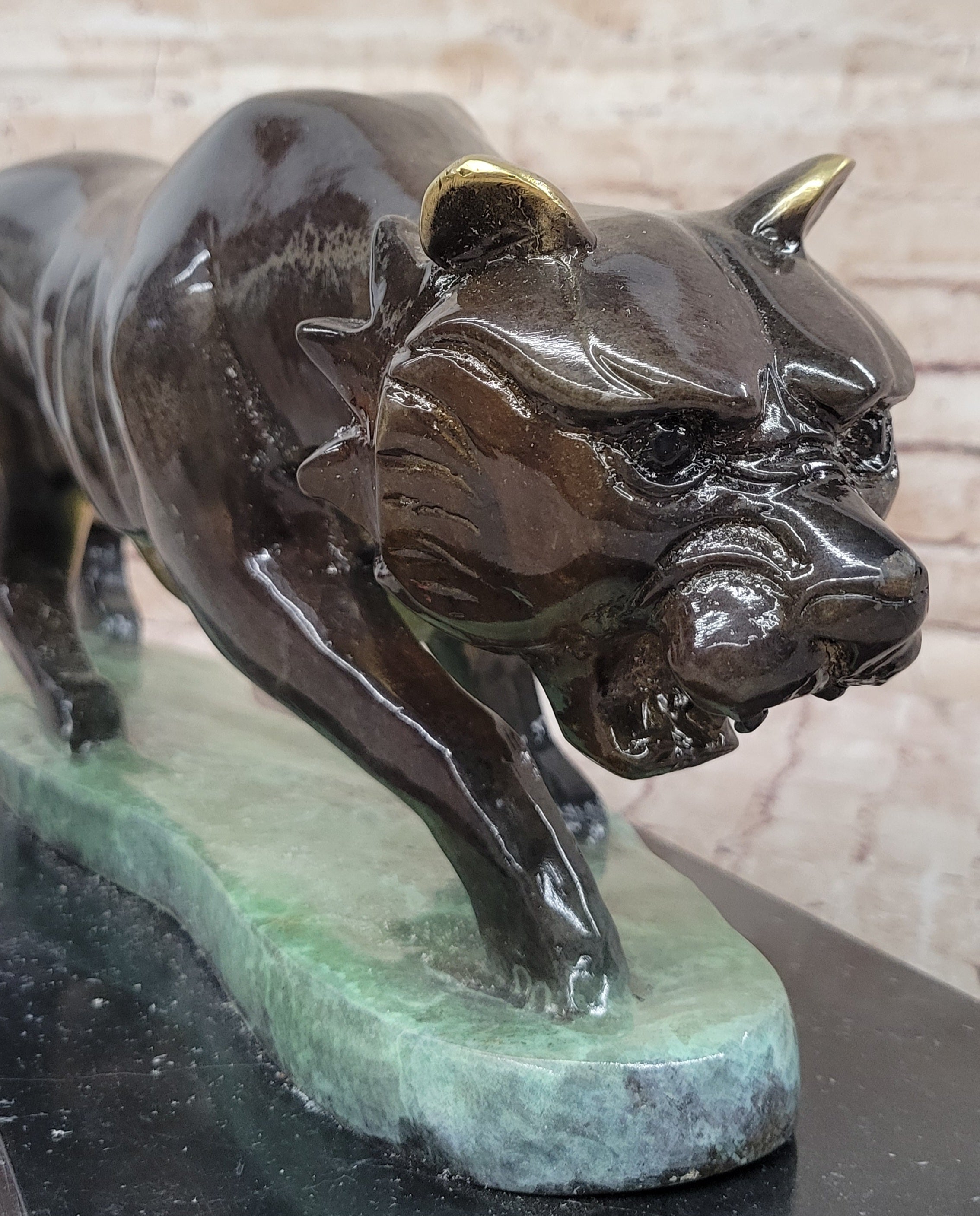 Hot Cast Bronze Sculpture of Cougar Mountain Lion Panther w/ Special Patina Finish