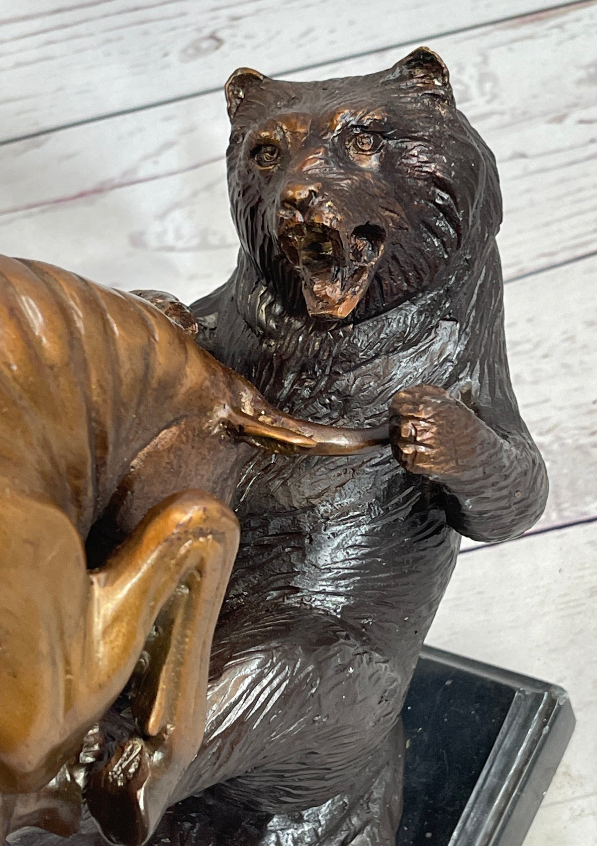 Bull vs Bear Bronze Metal Statue Sculpture Decor Stock Market 10" x 13"