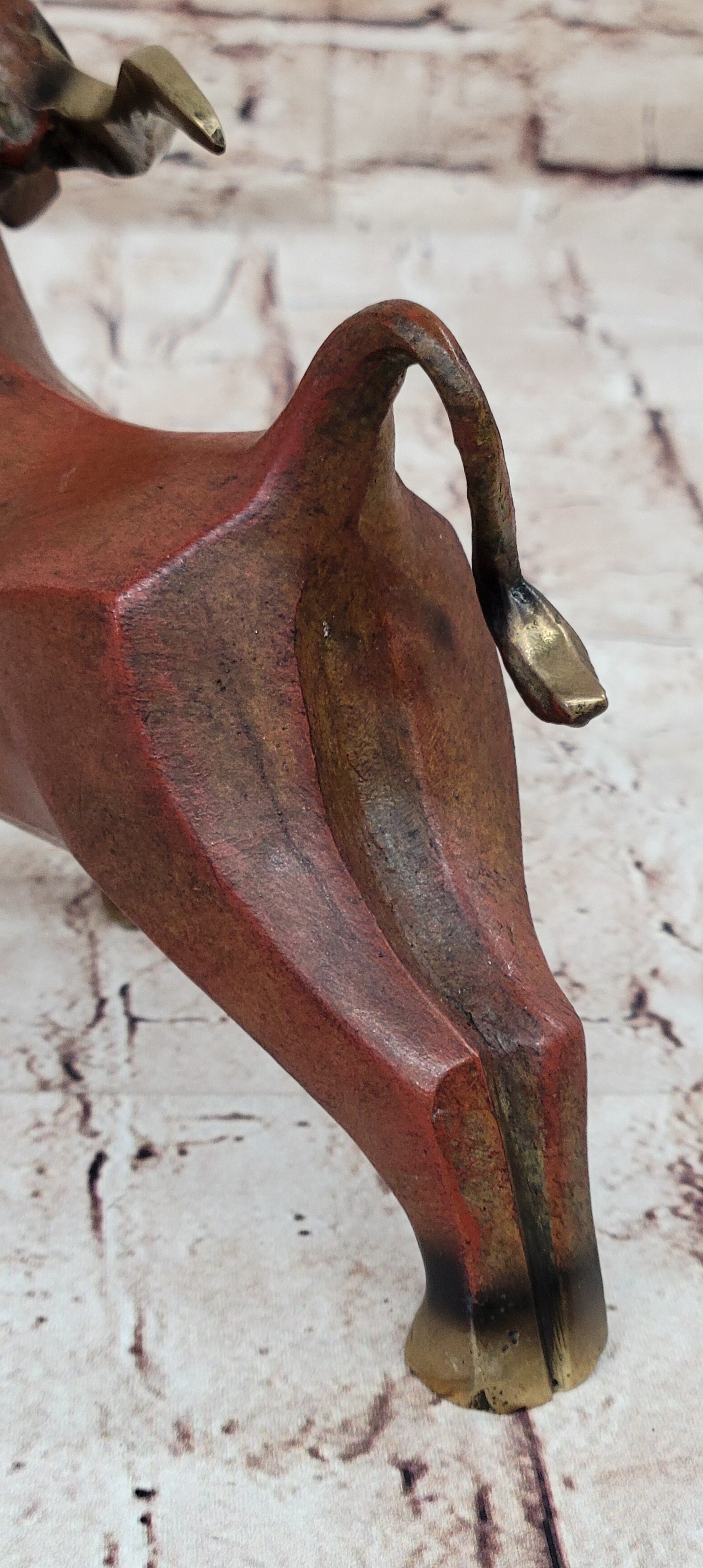 Abstract Bronze Metal Longhorn Cattle Bull Sculpture Statue Figurine Signed & Numbered Art