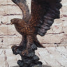 American Bald Eagle with Wings Spread Hot Cast Bronze Sculpture on Marble Base