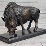 Wild Boar Pig Feral Hog Bronze Statue Sculpture Figure on Marble Base J. Moigniez