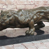 Stalking Panther Cougar Lioness Bronze Sculpture Statue Figure Art on Marble Base