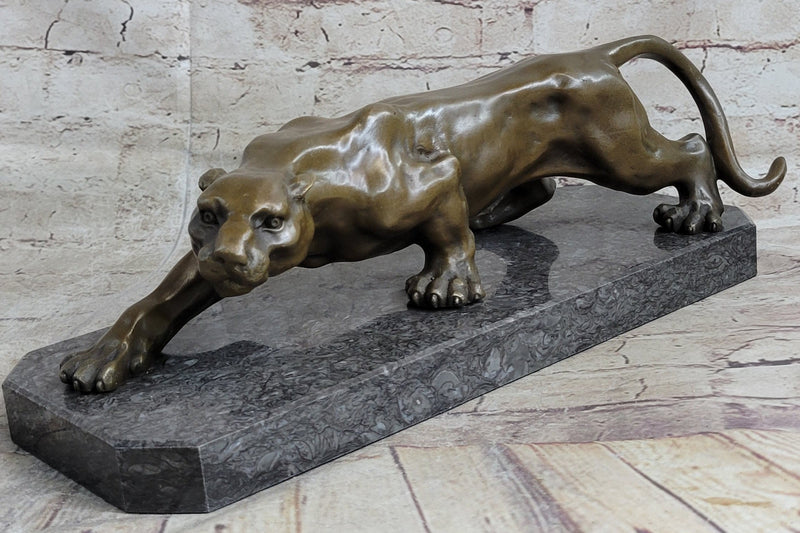 Cougar Panther Lioness Mountain Lion Bronze Statue Sculpture Figure Barye 5" x 16"