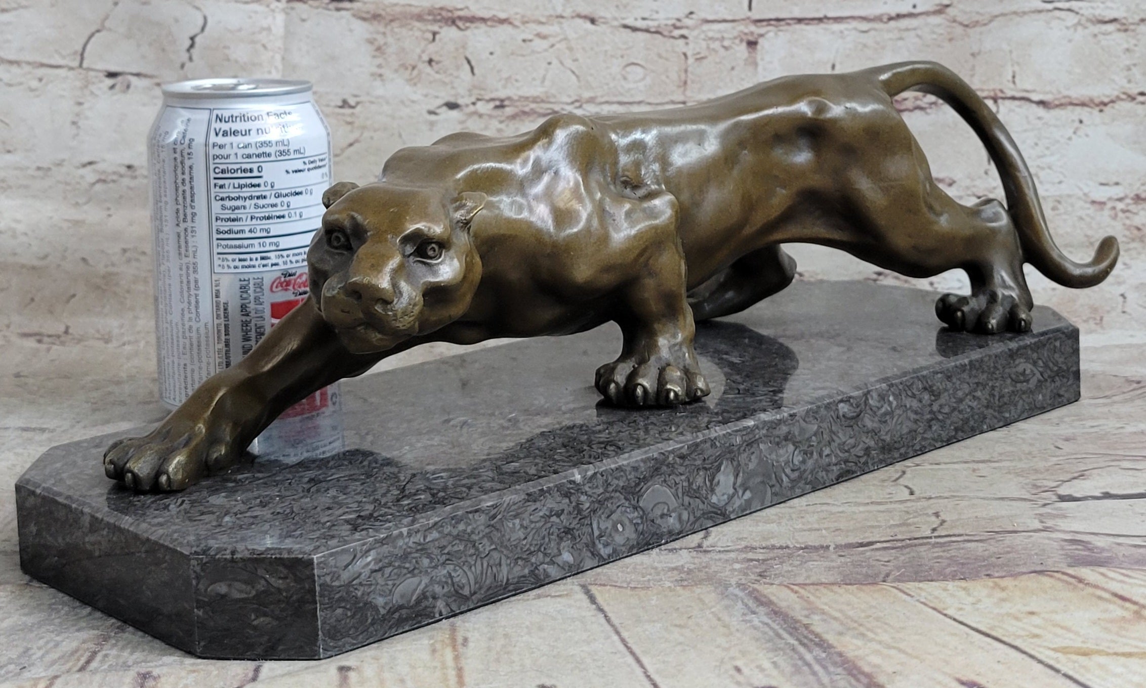 Cougar Panther Lioness Mountain Lion Bronze Statue Sculpture Figure Barye 5" x 16"