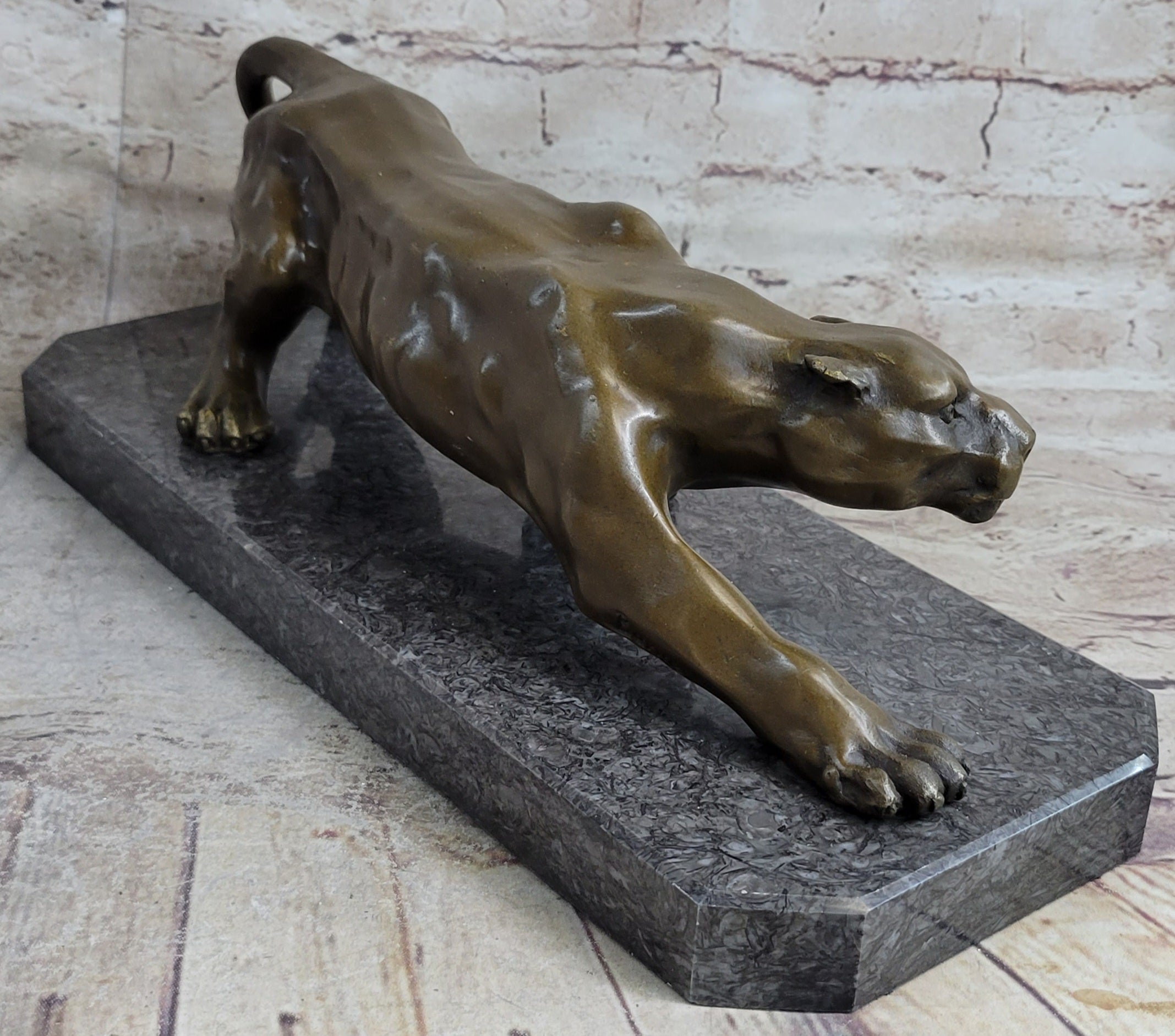 Cougar Panther Lioness Mountain Lion Bronze Statue Sculpture Figure Barye 5" x 16"