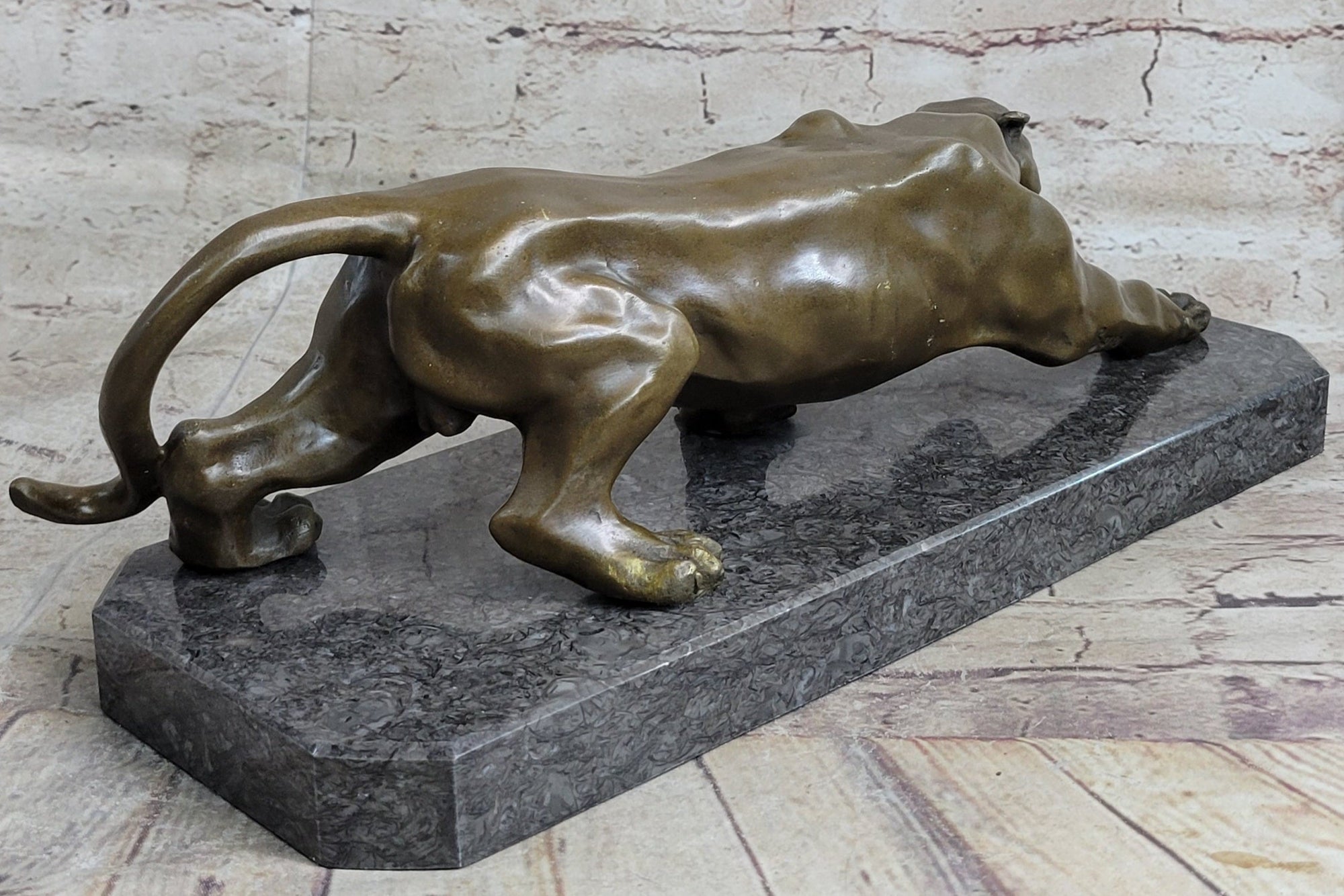 Cougar Panther Lioness Mountain Lion Bronze Statue Sculpture Figure Barye 5" x 16"