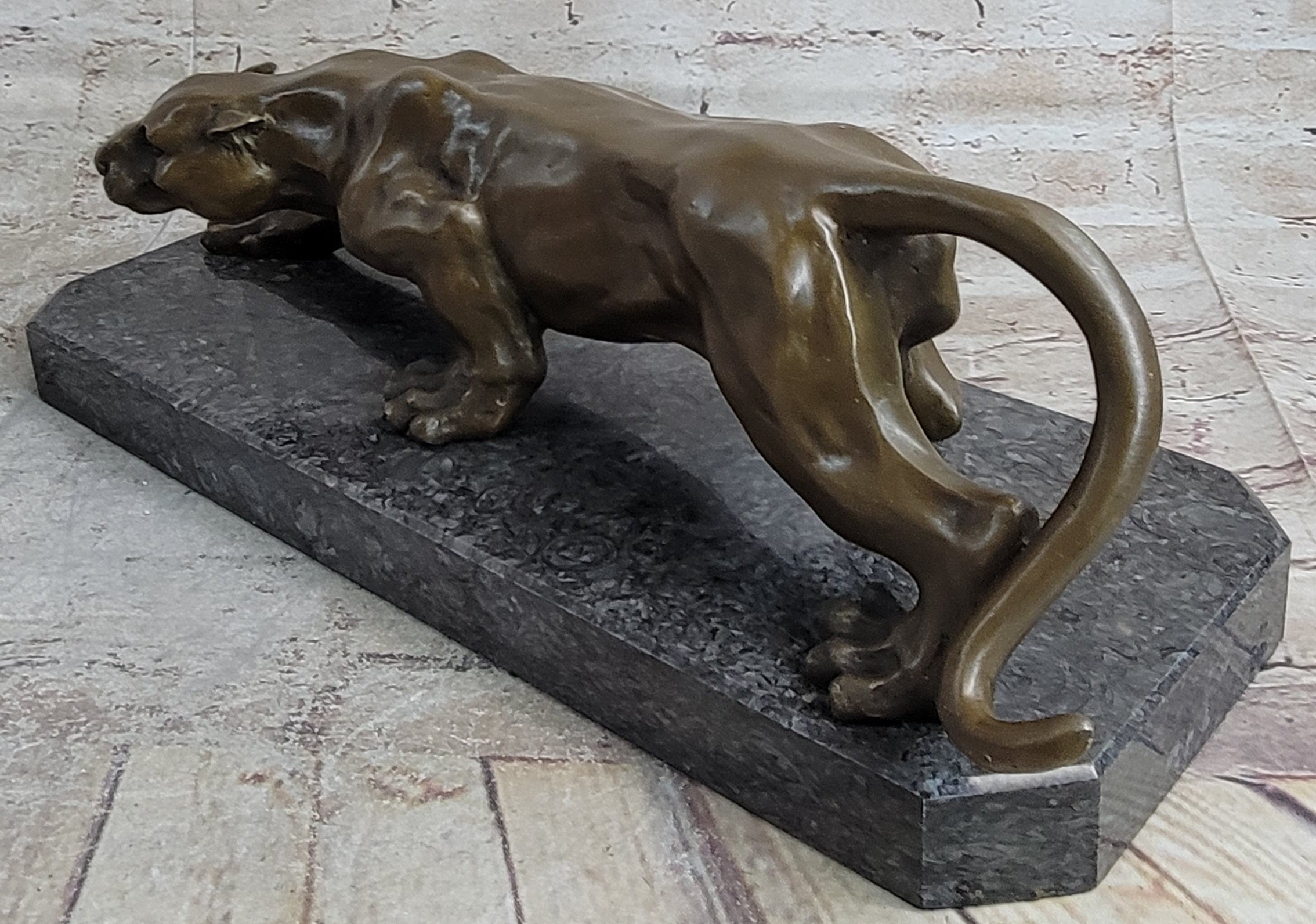 Cougar Panther Lioness Mountain Lion Bronze Statue Sculpture Figure Barye 5" x 16"