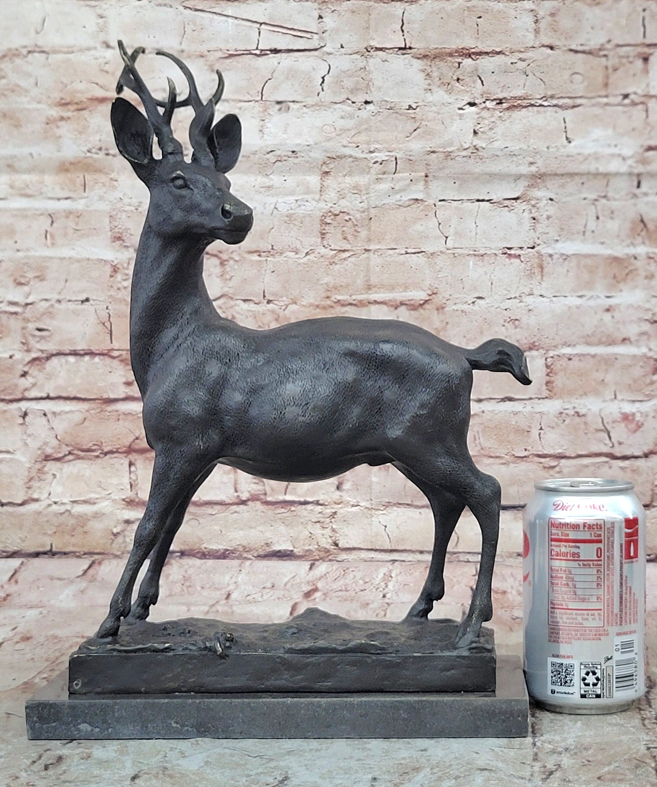 Elk Reindeer Stag Buck Hot Cast Bronze Figure Sculpture on Marble Base by Milo