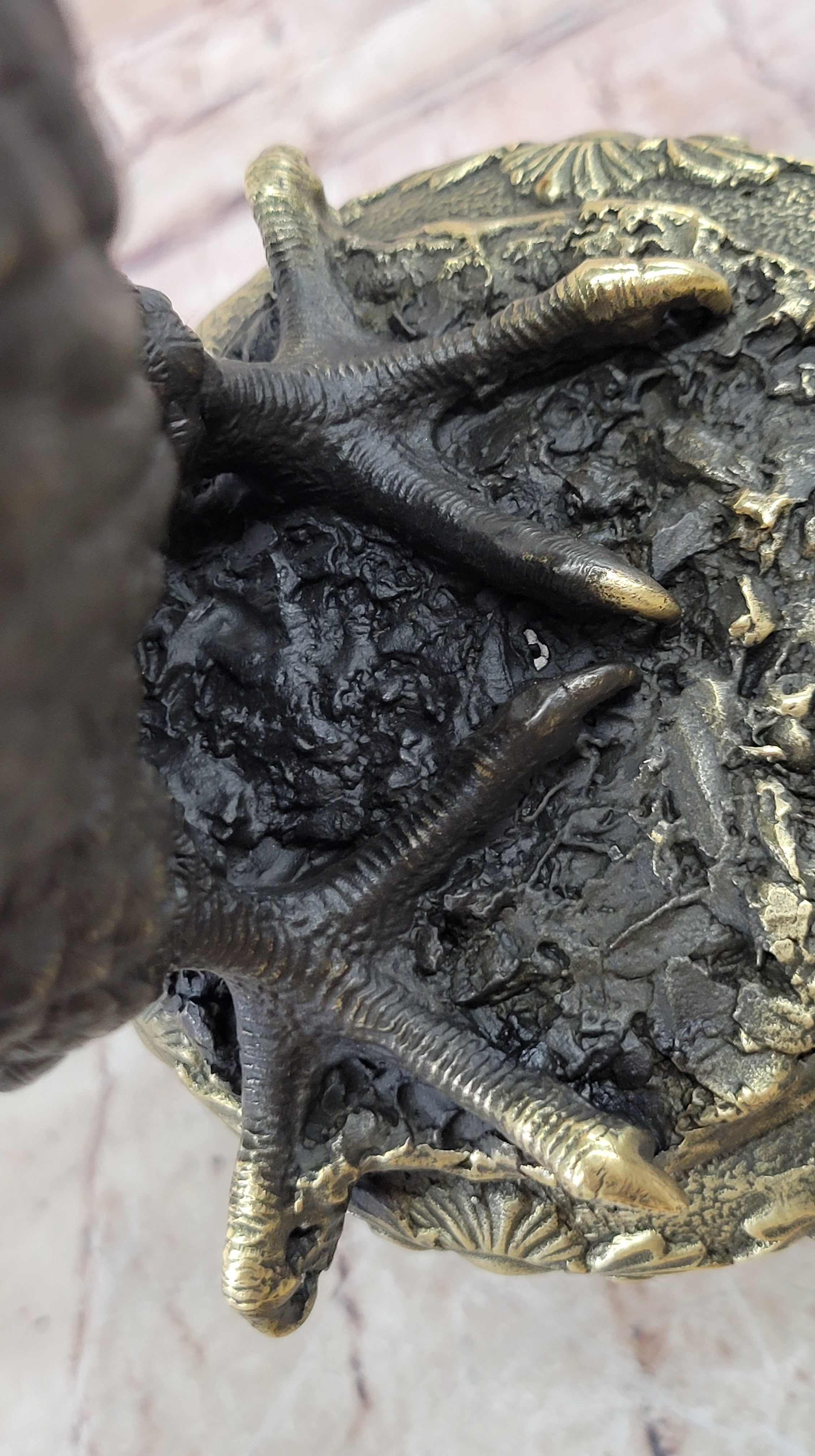 Hot Cast Bronze Eagle on Golden Pedestal Signed Original Wildlife Birds Art by Milo