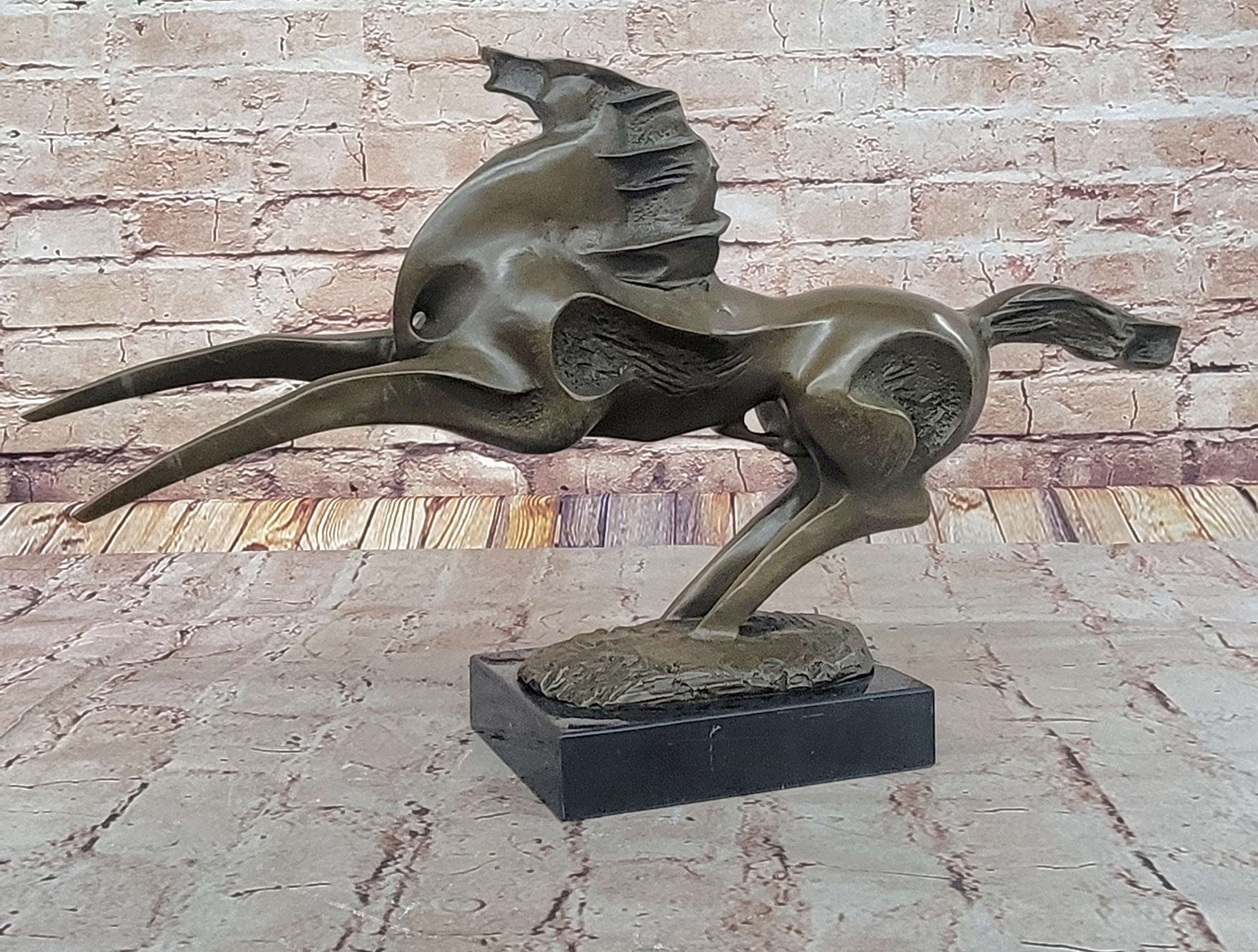 Large Abstract Modern Art Horse Gallops Bronze Sculpture Statue Figurine Figure