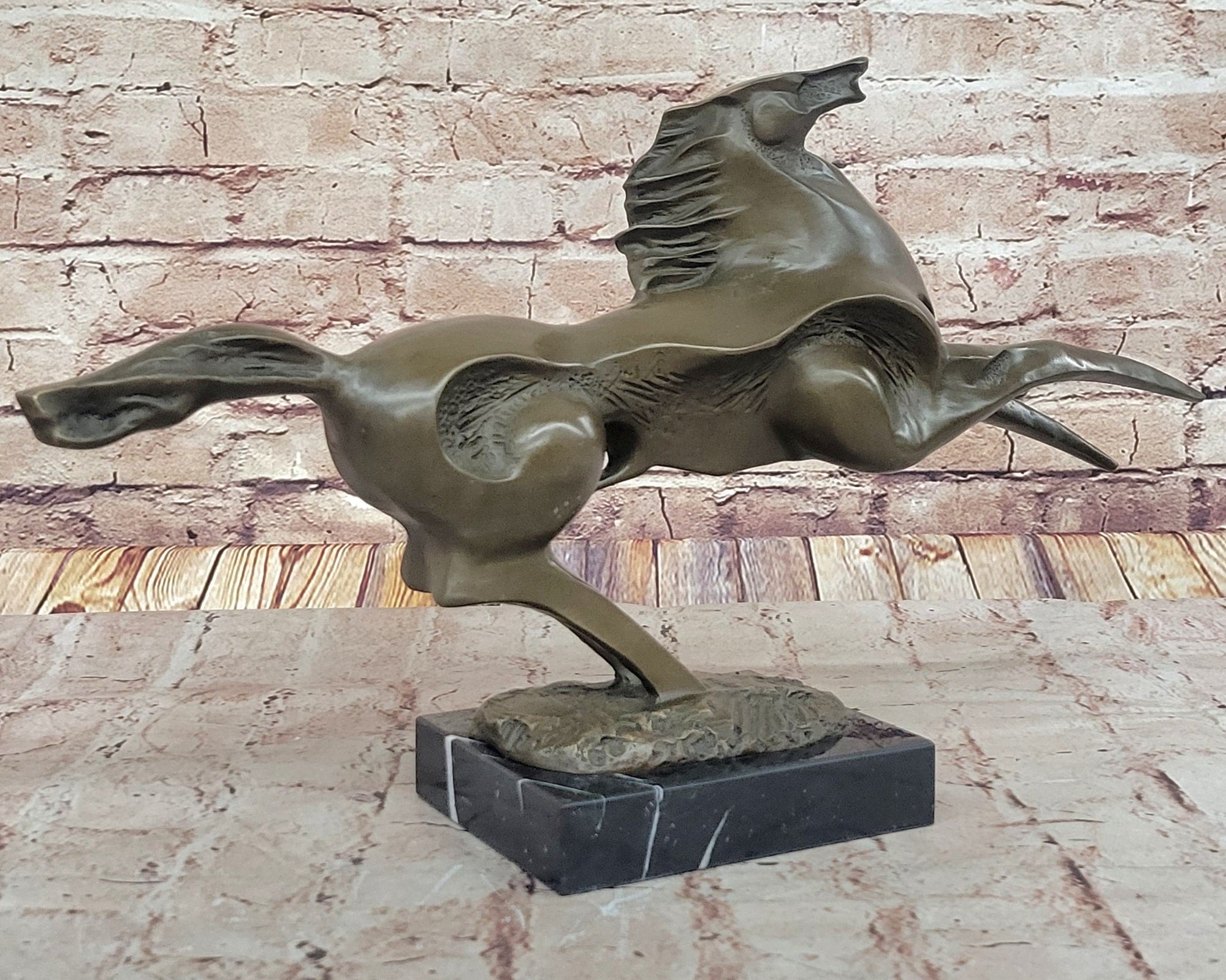 Large Abstract Modern Art Horse Gallops Bronze Sculpture Statue Figurine Figure