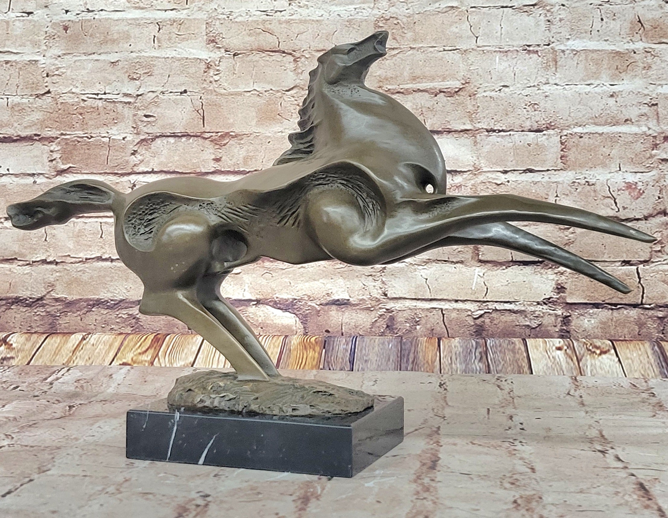 Large Abstract Modern Art Horse Gallops Bronze Sculpture Statue Figurine Figure