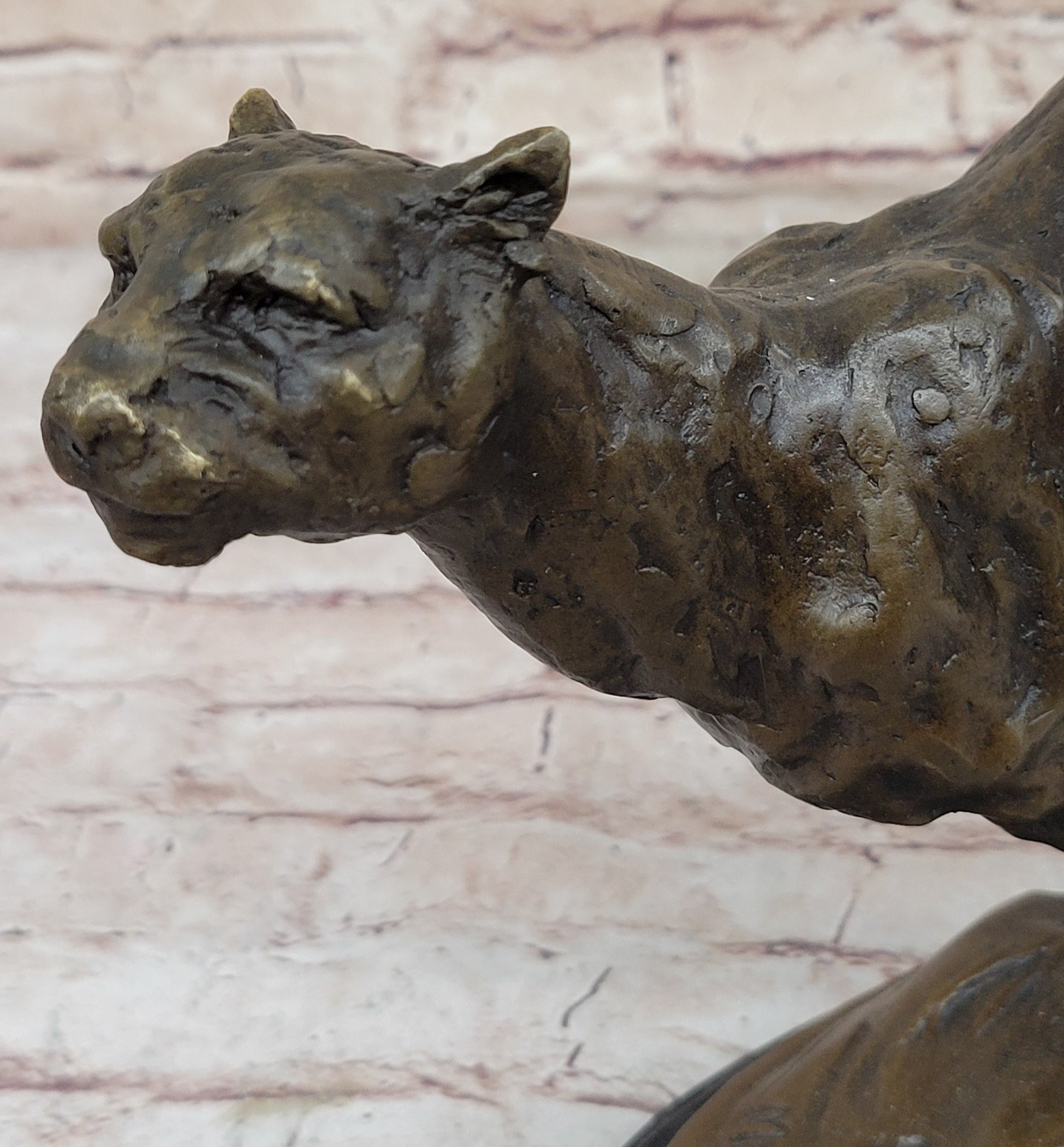 Running Panther Puma Mountain Lion Bronze Sculpture Statue Wildlife Original Art