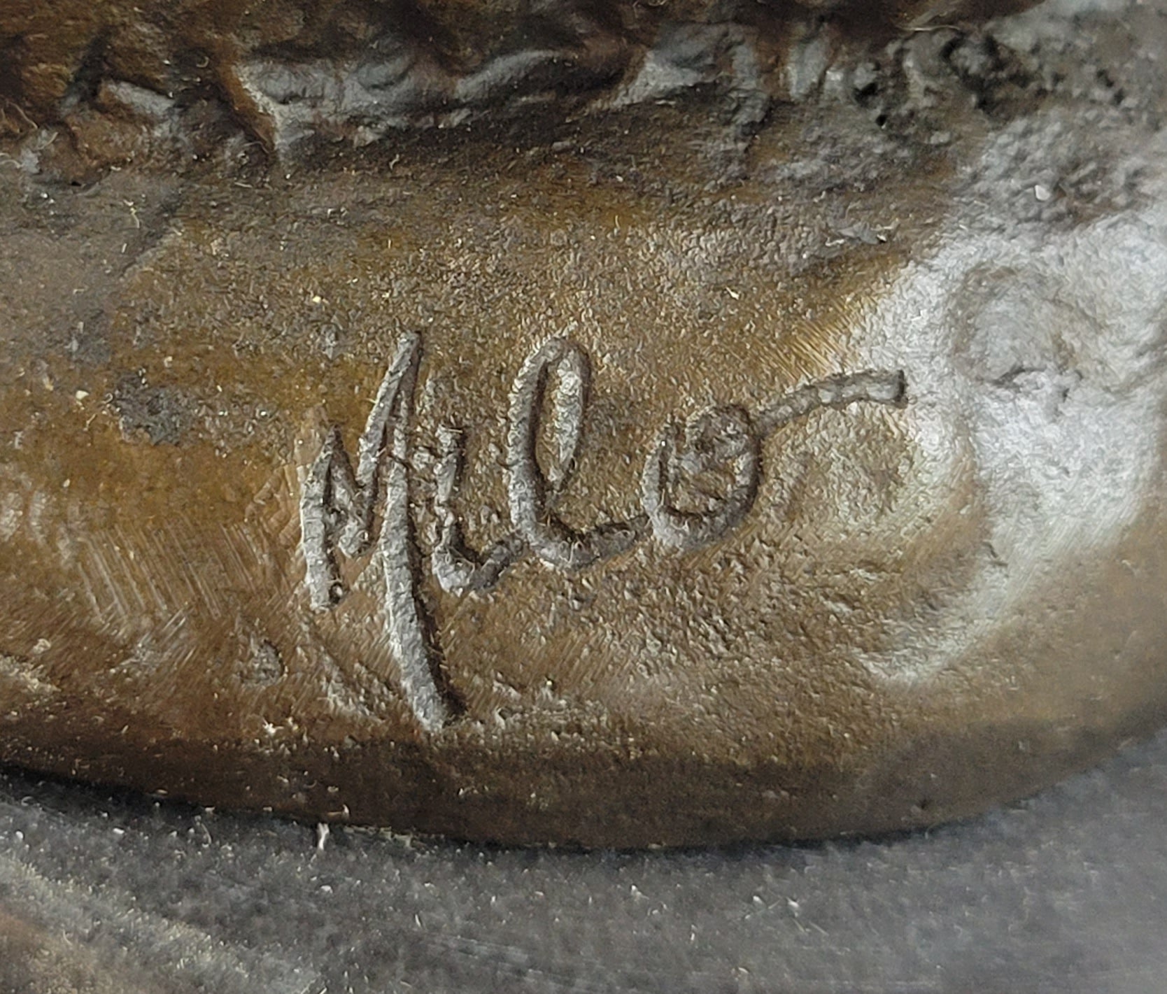 Playful Cat & Kitten - Signed Handmade Bronze Sculpture on Marble Base by Milo