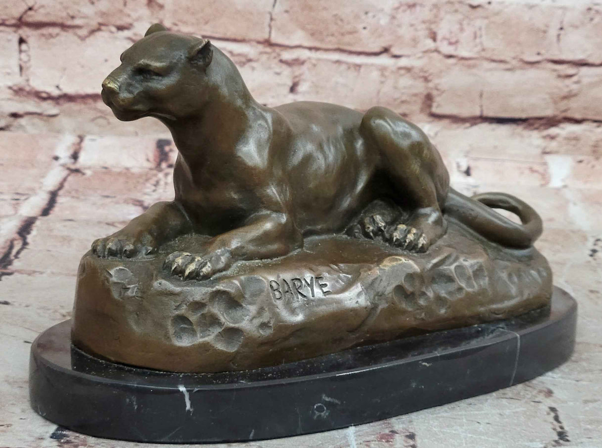 Bronze Panther Sculpture – Resting Big Cat Wildlife Statue