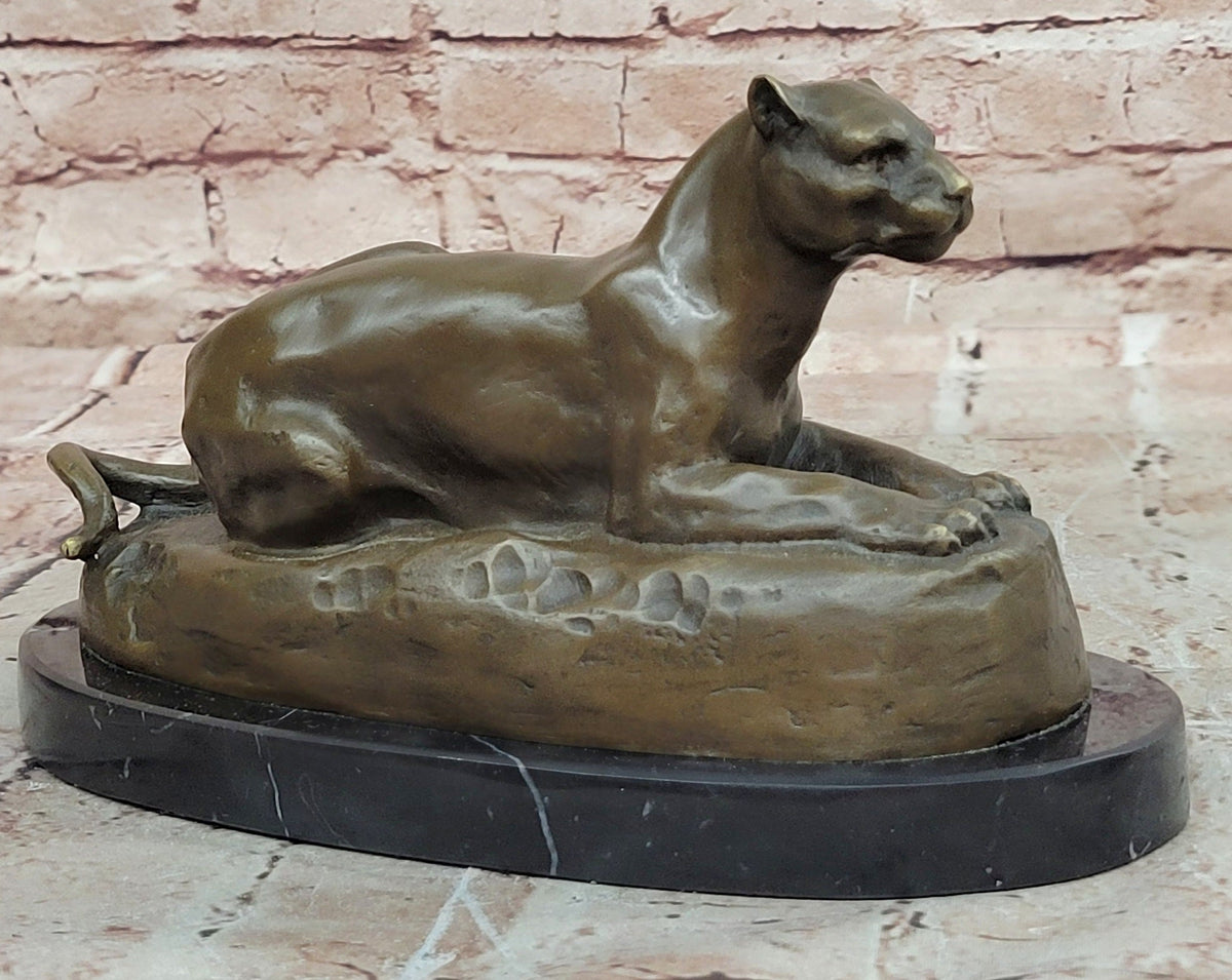 Bronze Panther Sculpture – Resting Big Cat Wildlife Statue