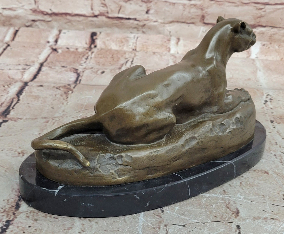 Bronze Panther Sculpture – Resting Big Cat Wildlife Statue
