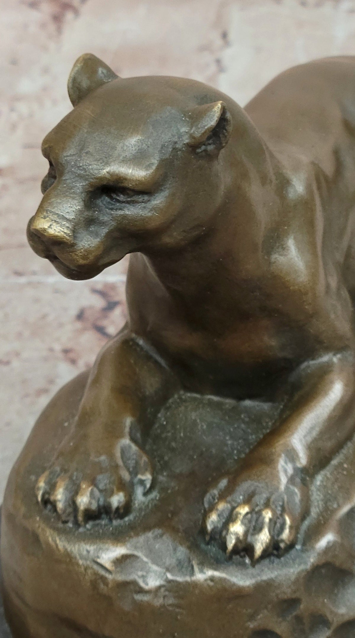 Bronze Panther Sculpture – Resting Big Cat Wildlife Statue