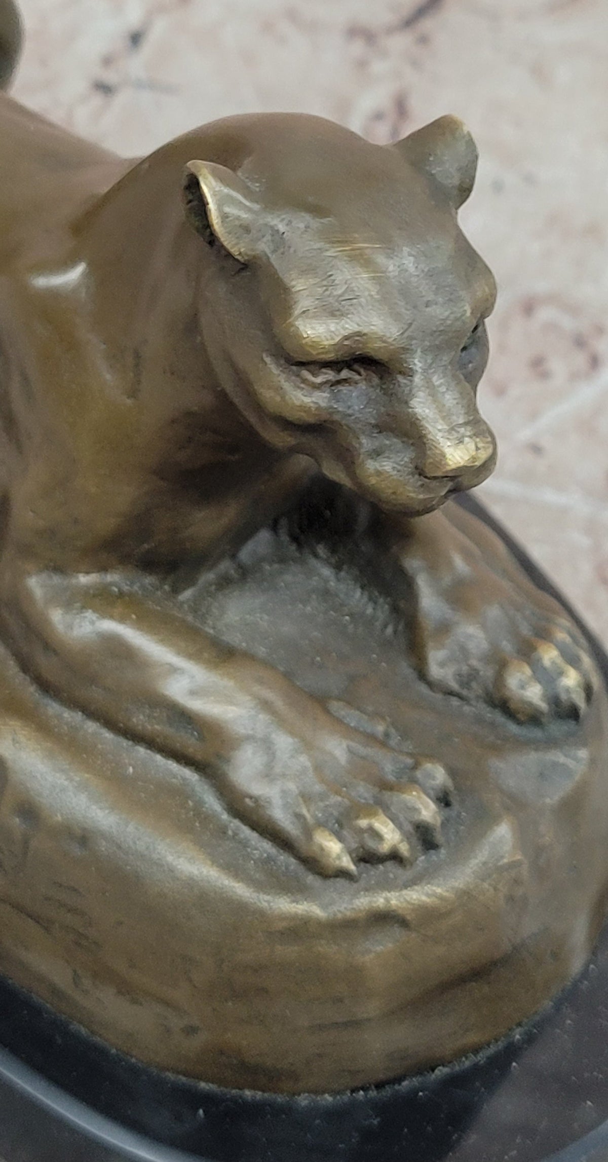 Bronze Panther Sculpture – Resting Big Cat Wildlife Statue