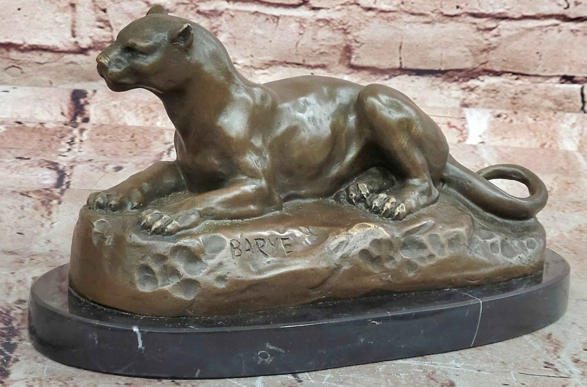 Bronze Panther Sculpture – Resting Big Cat Wildlife Statue